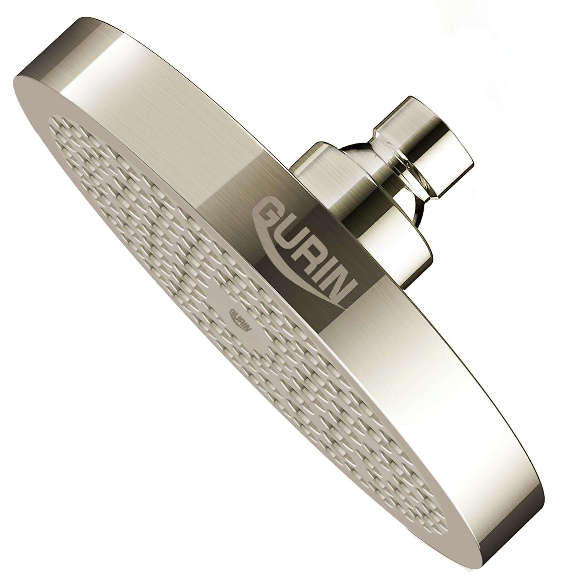 GURIN Shower Head High Pressure Rain, Luxury Bathroom Showerhead with Brushed Nickel Plated Finish, Adjustable Angles, Anti-Clogging Silicone Nozzles - Image 3