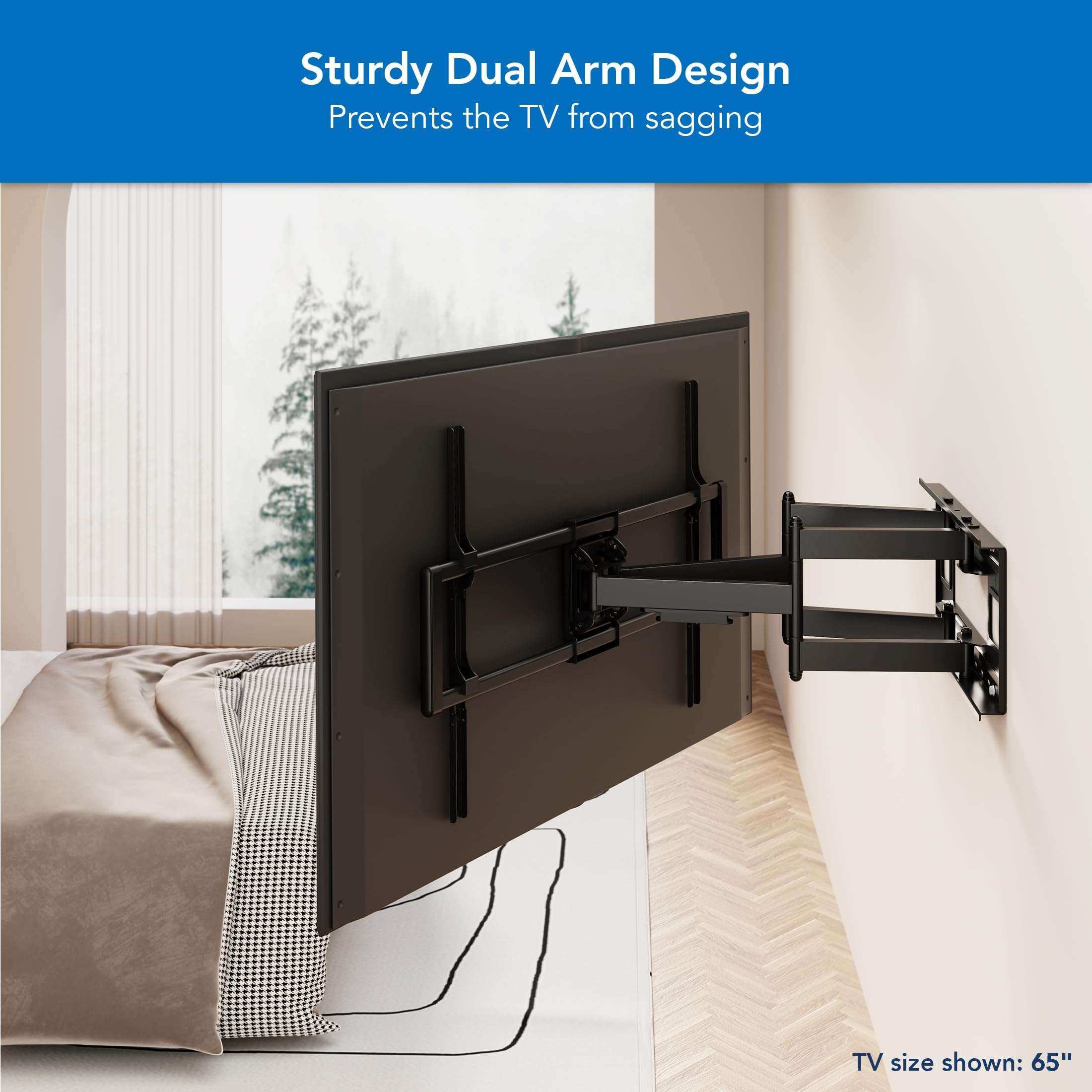 Mount-It! Heavy Duty XXL Full Motion TV Wall Mount for Extra Large TVs, max VESA 900x600, Holds up to 264lb, Swivel Tilt Extension Adjustable TV Mount for 60" 65" 75" 80" 85" 90" 98" 100" 115" 120 in - Image 4