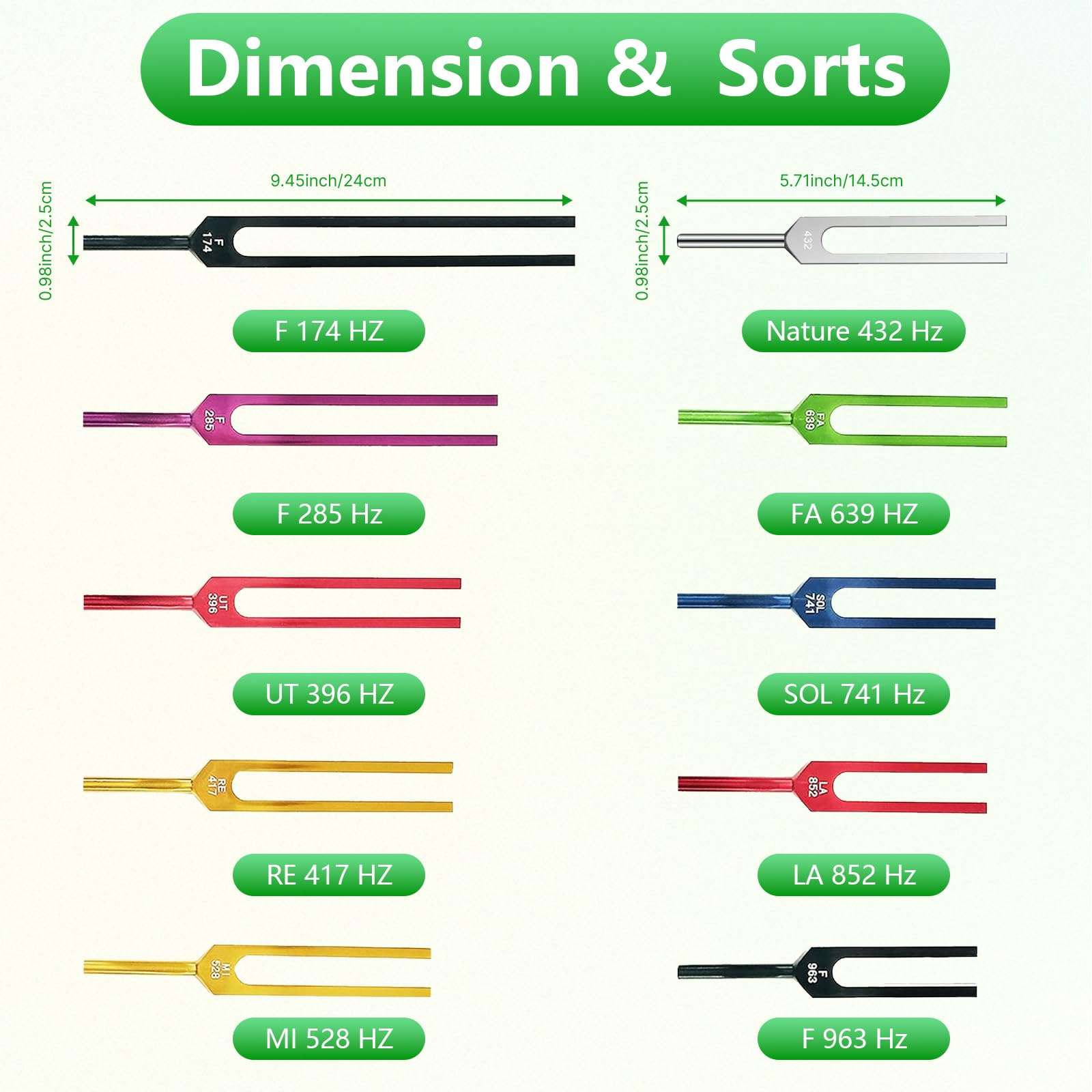 Yisowy 18pcs Solfeggio Tuning Forks Set, 10 Premium Aluminum Alloy Vibrational Forks with 2 Ergonomic Mallets, Activator & Accessories Kit for Yoga, Sound Therapy, Chakra Balancing & Stress Relief - Image 3