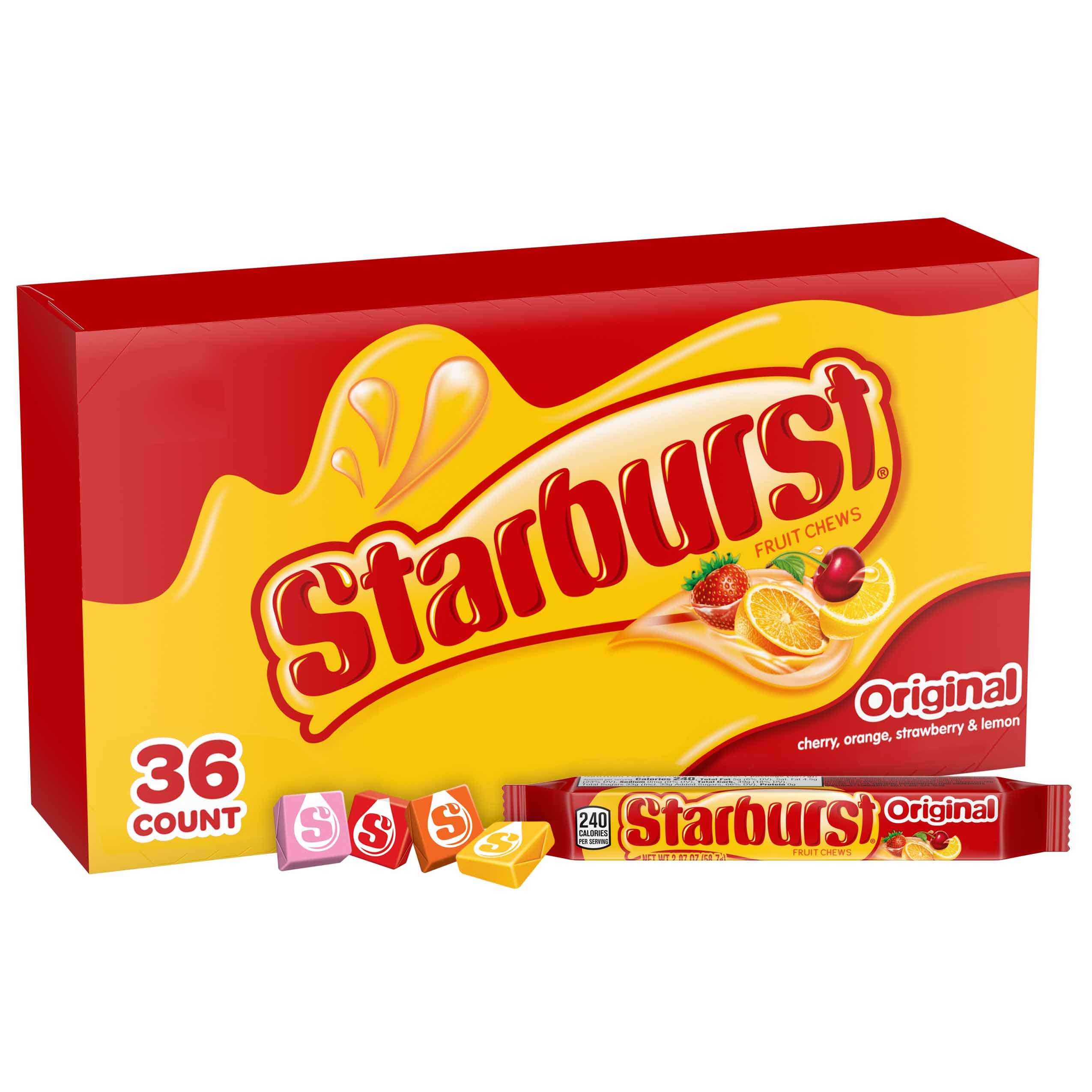 STARBURST Original Full Size Fruit Chews Candy Bulk, Chewy Candy for Parties, 2.07 oz (36 Single Packs) - Image 1