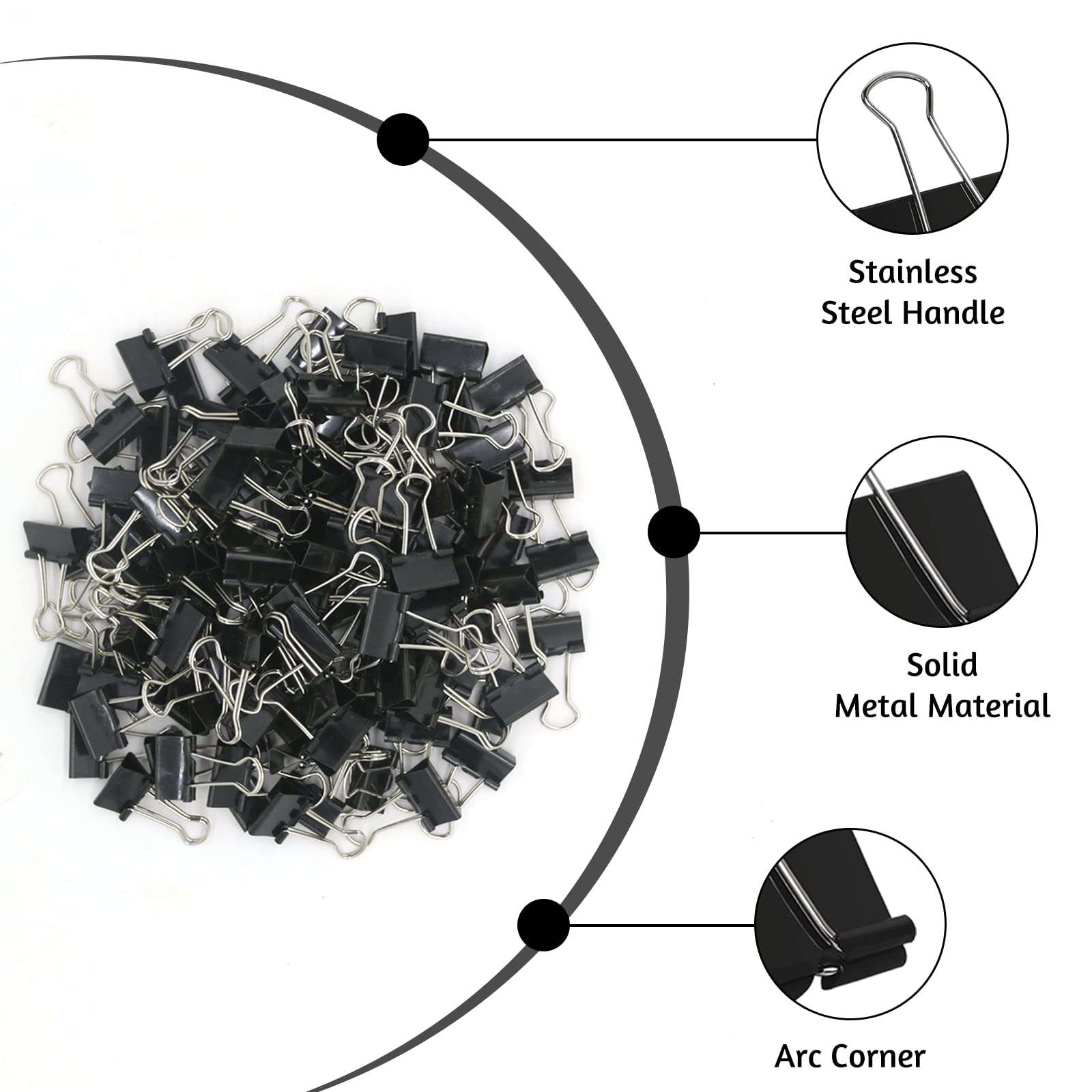 120 Pack Mini Binder Clips, Black Binder Clips, Small Paper Clips 15mm 5/8 Inch. Micro Size Office Clips for Home School Office and Business. - Image 3