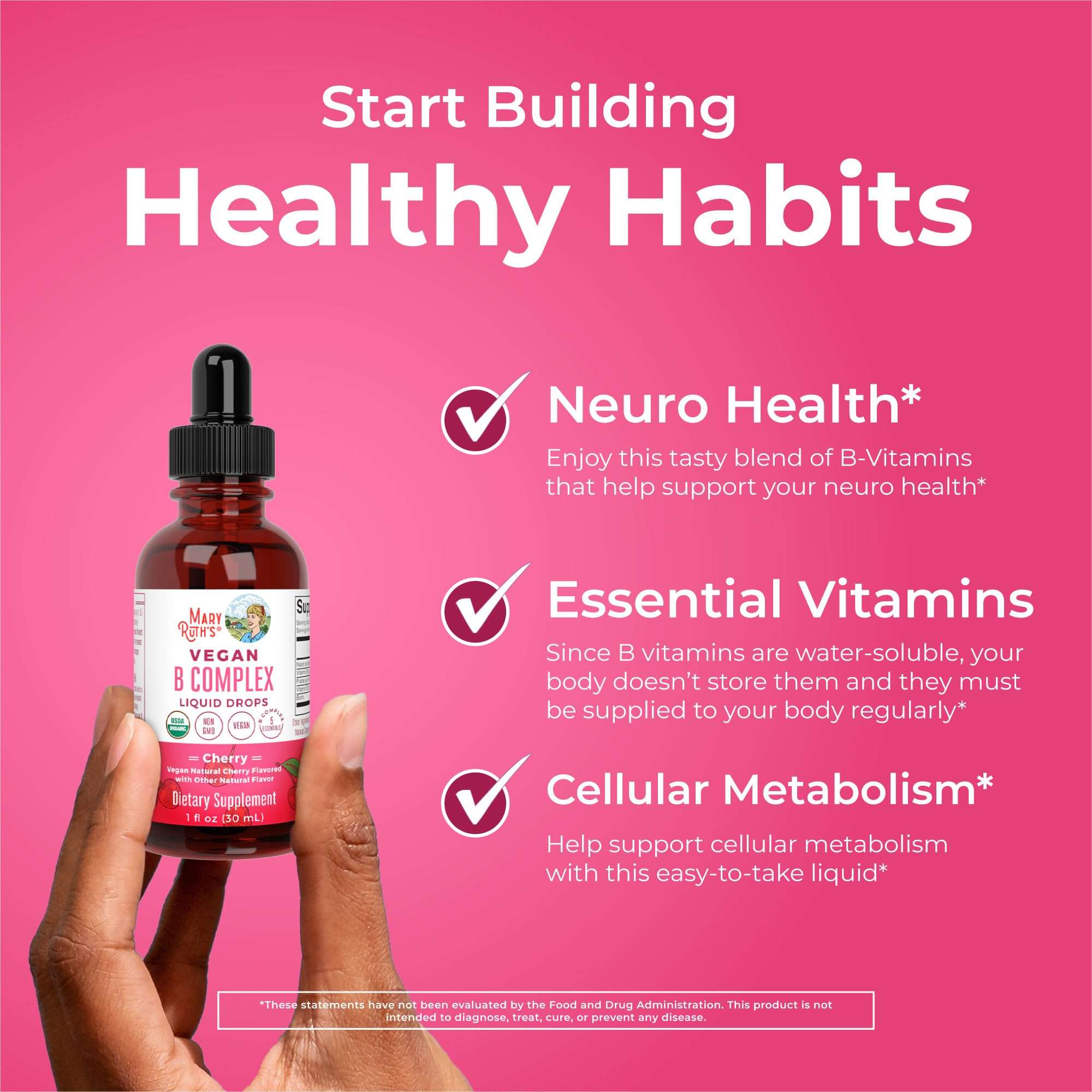 MaryRuth Organics Vitamin B Complex | B Vitamins Complex | Biotin | Vitamin B12 | Niacin | Folate | Metabolic Support Supplement | Vegan | USDA Organic | Non-GMO | Gluten Free | 2 Month Supply - Image 5