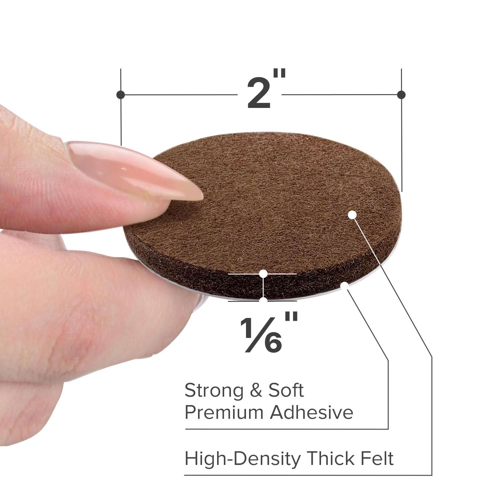 X-PROTECTOR Felt Furniture Pads - 24 PCS 2" - Felt Pads Floor Protectors - Chair Felt Pads - Felt Pads for Furniture Feet - Furniture Pads for Hardwood Floors - Protect Your Floors! (Brown, Round) - Image 2