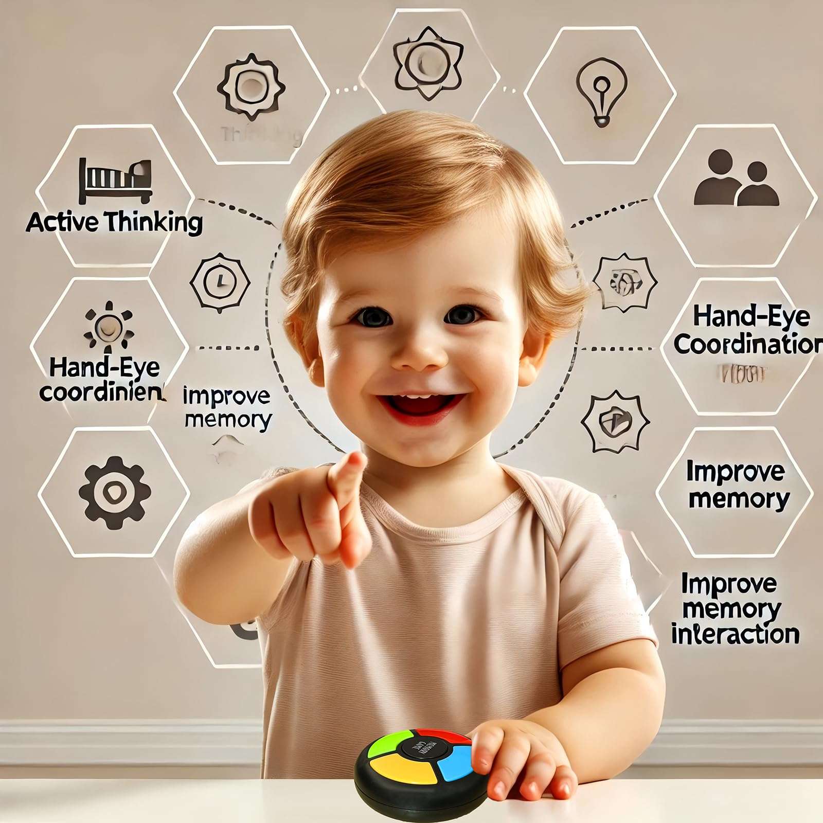 Light Up Memory Game Handheld Electronic Toys Color Memorizing Classic Board Games Quiz Game with Lights and Sounds (907) (907) - Image 5