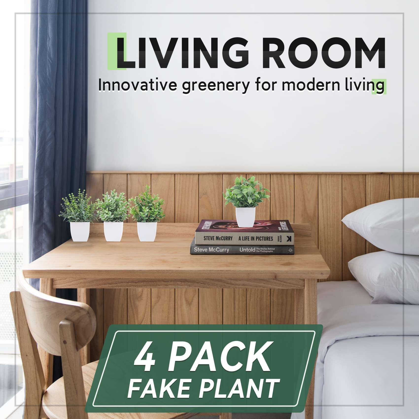 Der Rose 4 Pack Fake Plants Mini Artificial Greenery Potted Plants for Home Decor Indoor Office Table Room Farmhouse Bathroom Decor - Image 5