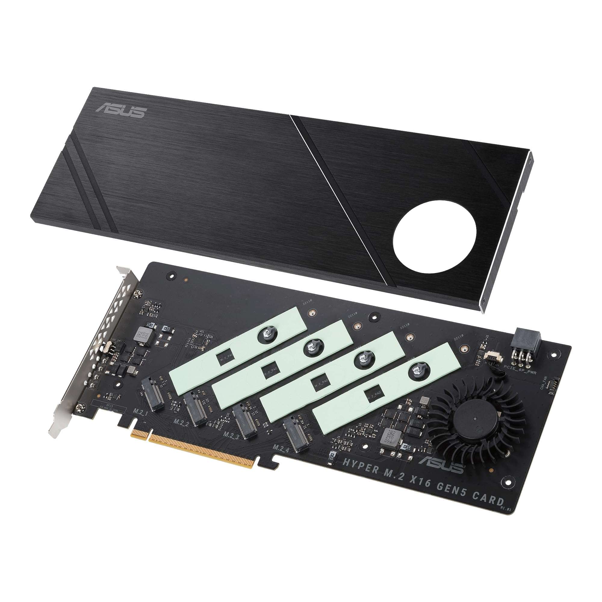 ASUS Hyper M.2 x16 Gen5 Card (PCIe 5.0/4.0) Supports Four NVMe M.2 (2242/2260/2280/22110) Devices up to 512 Gbps for AMD and Intel® Platform RAID Functions. - Image 3