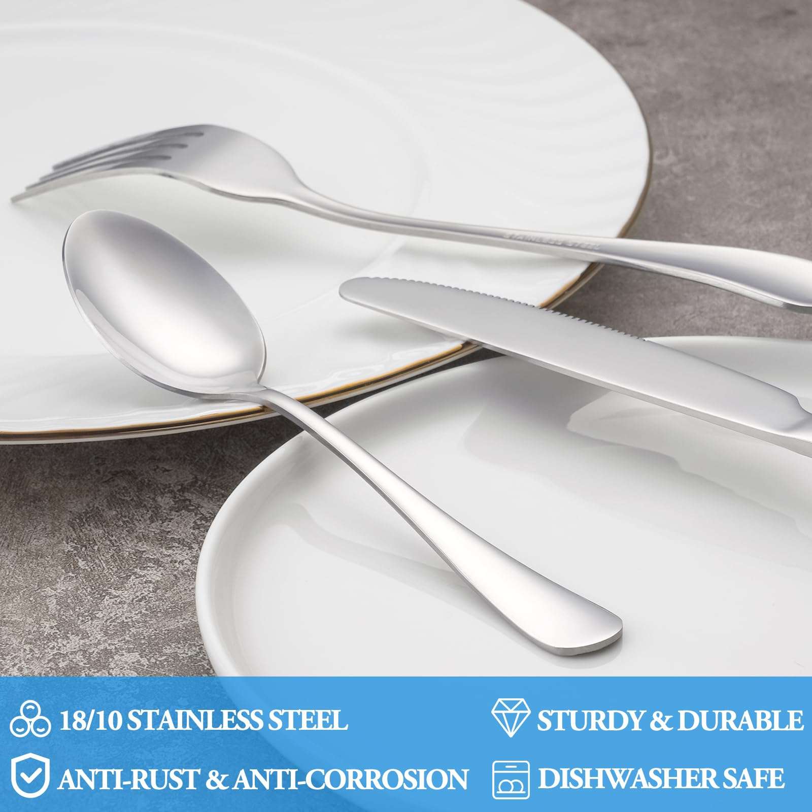 Teaspoon Set,16 Piece 6.7" Spoons Silverware, Premium Food Grade Stainless Steel Tea Spoons, Durable Small Spoon, Good Teaspoons, Kitchen Dessert Spoon Set, Mirror Finish & Dishwasher Safe - Image 3