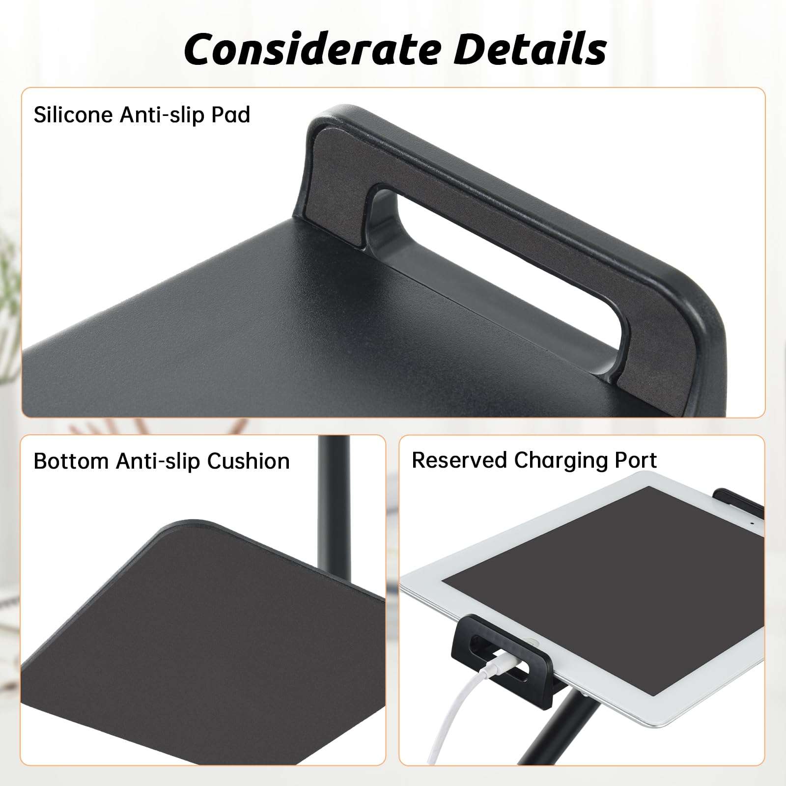 UTEBIT Tablet Stand for Desk, Adjustable Angle Height Cell Phone Holder 360° Rotation Foldable Phone Stand Office Desk Accessories Compatible with 4''-13'' Smartphones iPhone iPad Air Kindle (Black) - Image 5