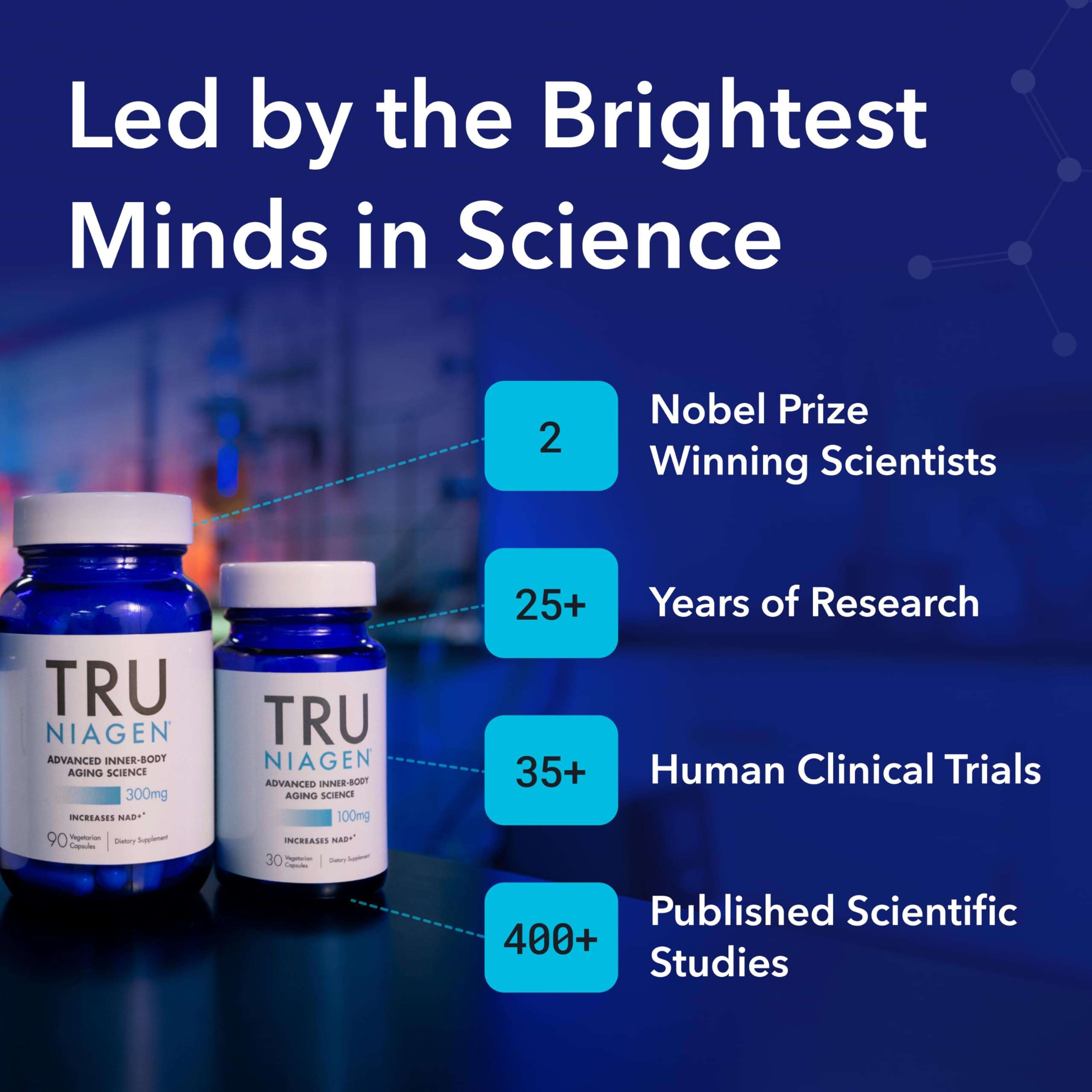 TRU NIAGEN Patented NAD Supplement for Anti Aging and Cell Regeneration, 300mg Niagen, 30 Servings | Supports Cellular Energy, Brain, Muscle | Nicotinamide Riboside (NR) Take 1 Daily | 2 Bottles - Image 6
