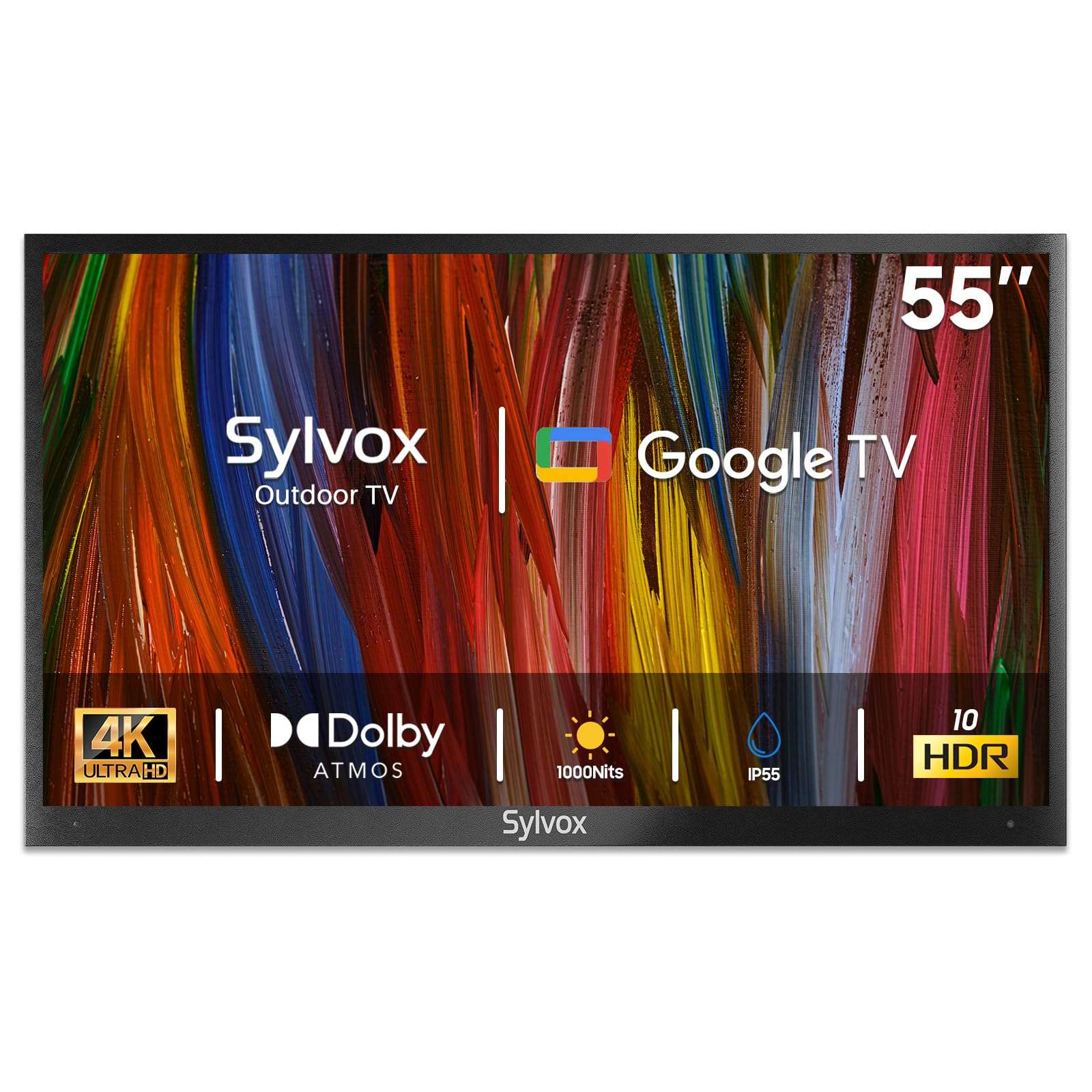 SYLVOX Outdoor TV, 55 inch Smart TV Waterproof Outdoor TVs, 4K Weatherproof Television for Outside, Support Google Assistant, Chromecast, 1000 nit Brightness Partial Sun (Deck Pro 2.0/2024) - Image 1