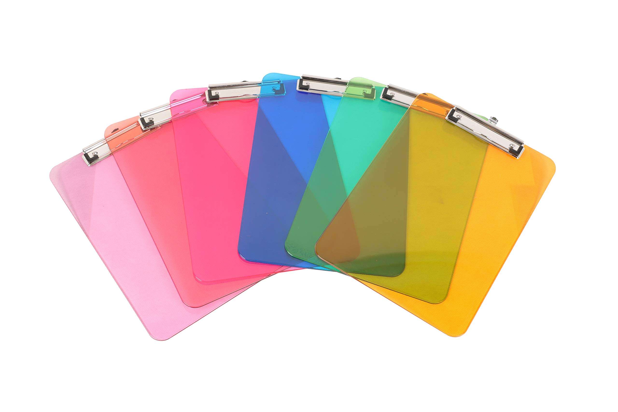Amazon Basics Colorful, Sturdy, Lightweight Plastic Clipboards, Pack of 6, Letter Size, Assorted Colors - Image 1