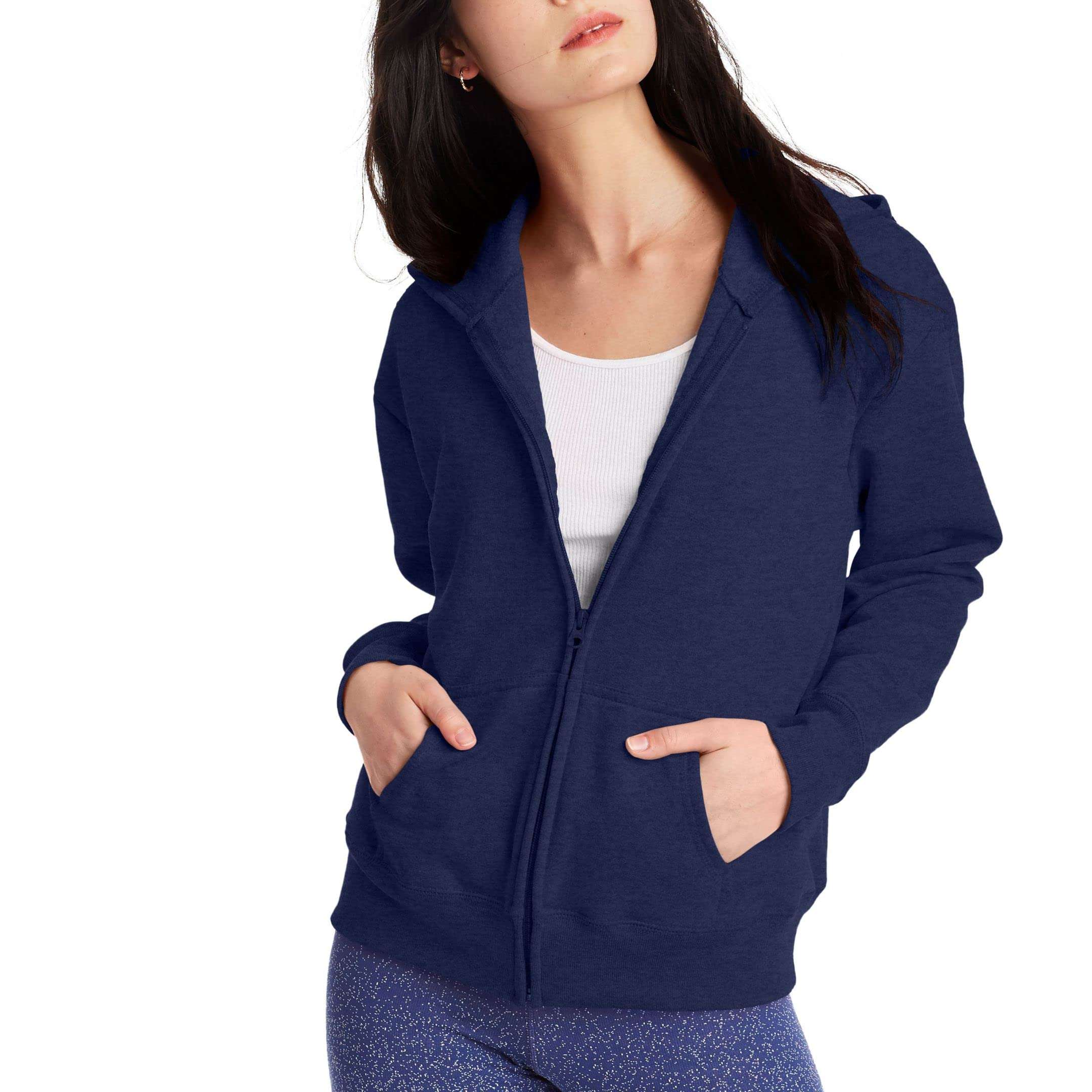 Hanes Women's Hoodie, Ecosmart Fleece Full-zip Hoodie, Zip-up Hooded Sweatshirt - Image 1