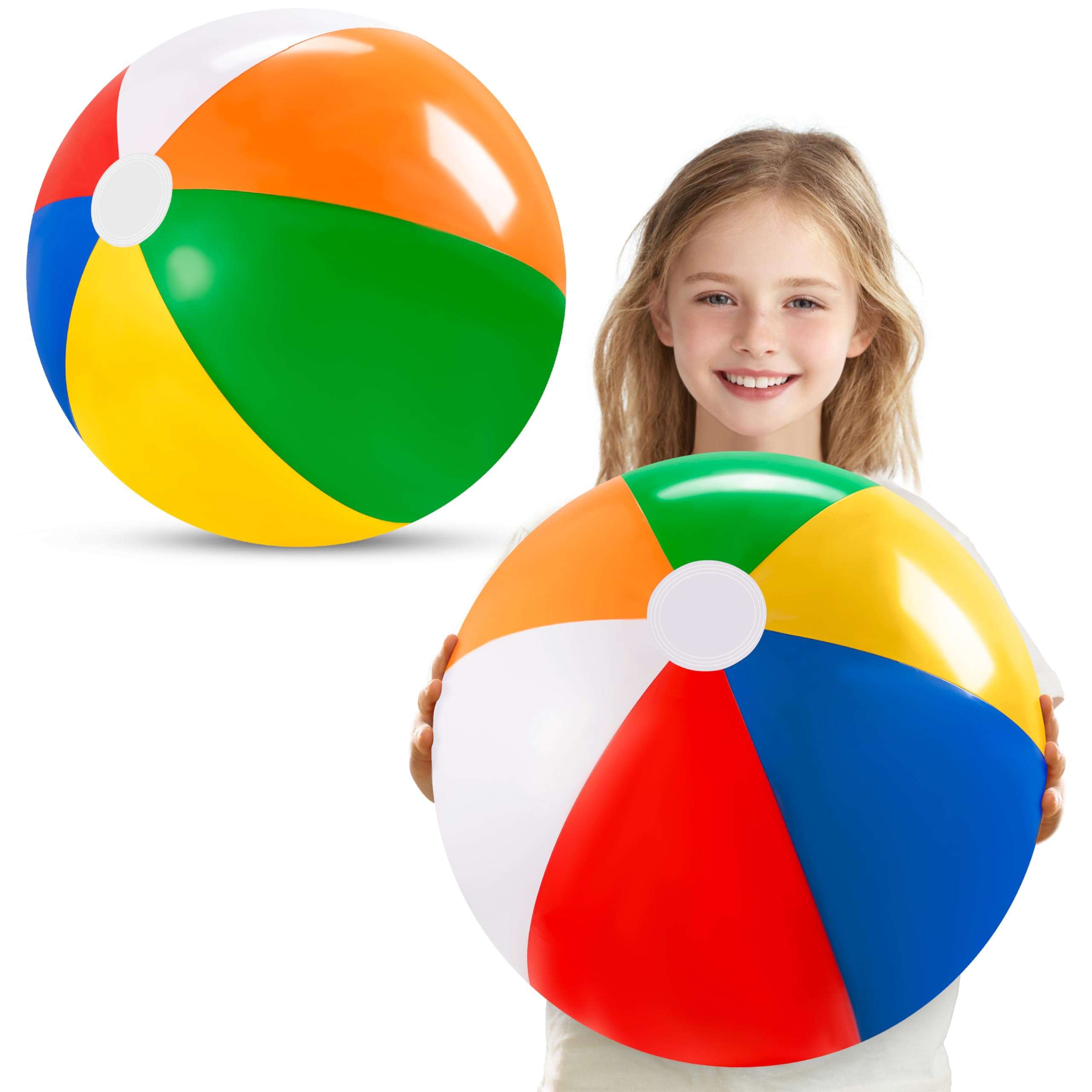 JOYIN 2-Pack 20" Beach Balls - Pool Toys Large Inflatable Beach Ball Swimming Pool Water Games, Classic Rainbow Color Beachball Luau Birthday Decorations Party Supplies Party Favors Gifts - Image 9
