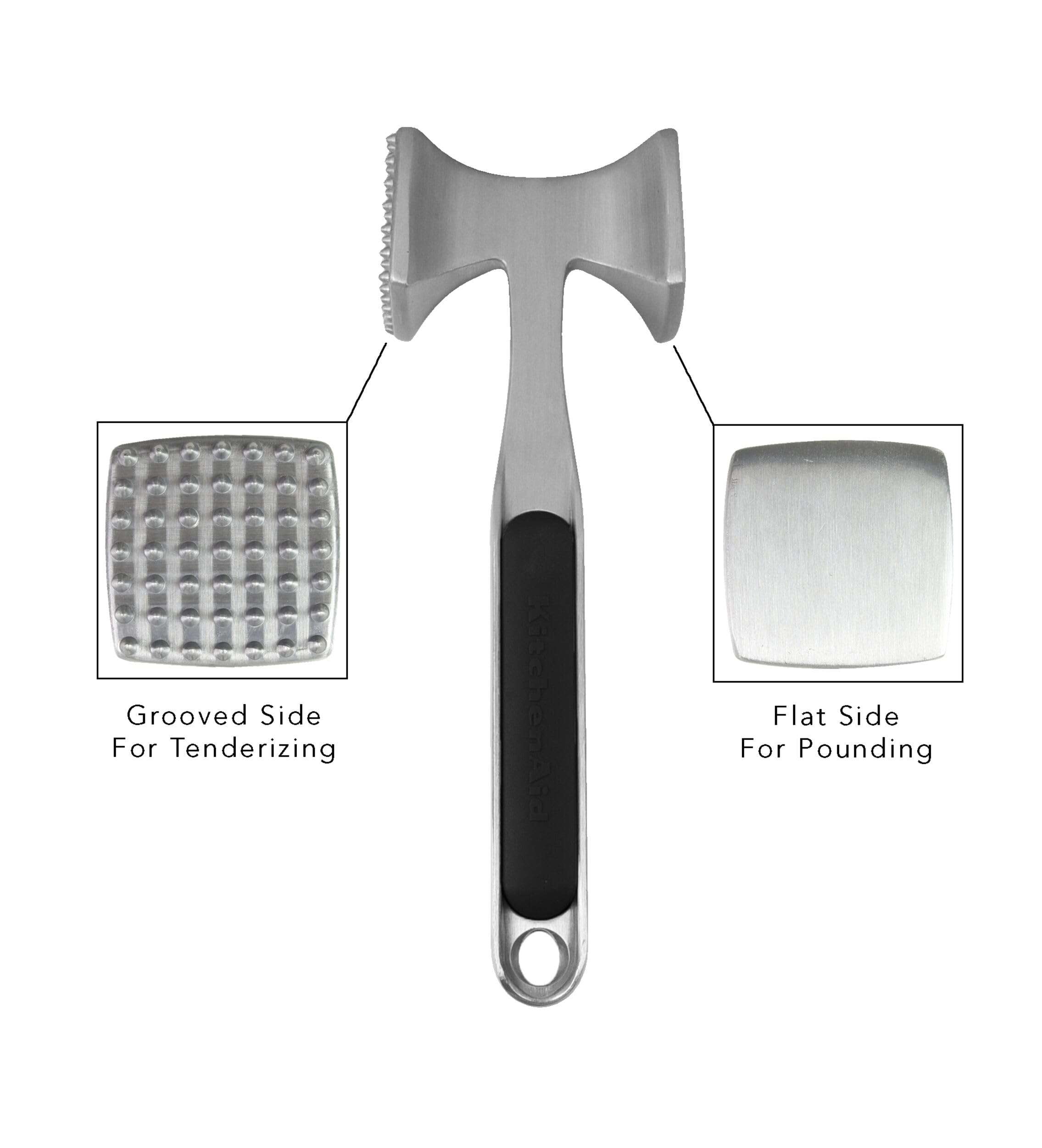 KitchenAid Gourmet Multi Sided Meat Tenderizer for Pounding Meats, Nuts, Shellfish, ect, Hang Hole for Easy Storage, Hand Wash, One Size, Black - Image 4