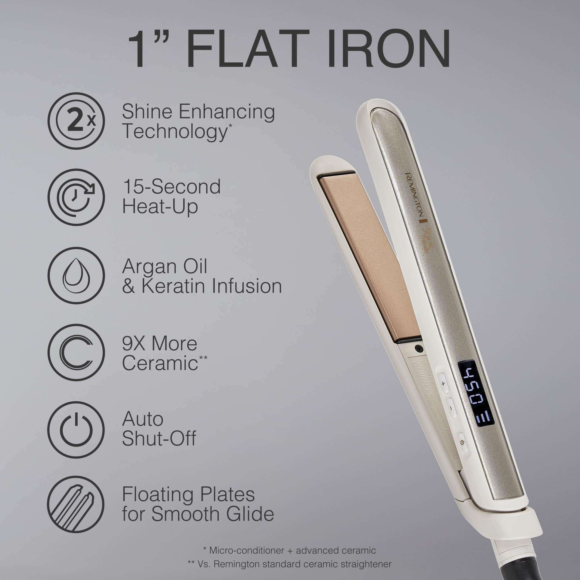 Remington Shine Therapy 1 inch Hair Straightener Iron, Flat Iron Infused with Argan Oil & Keratin, Professional Ceramic Flat Iron for Less Frizz, Shines and Smooth, Styling Tools - Image 2