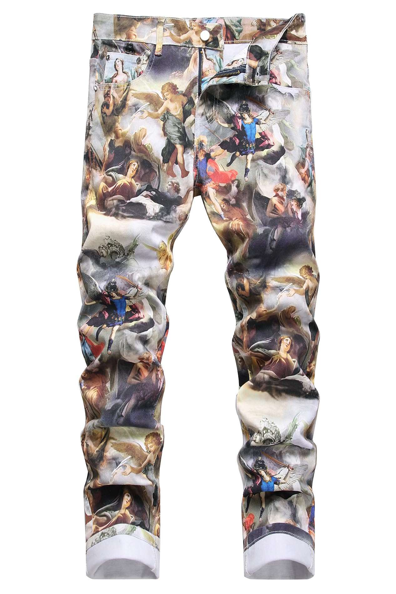 Baylvn Men's Casual Printed Slim Fit Jeans Skinny Denim Pants - Image 1