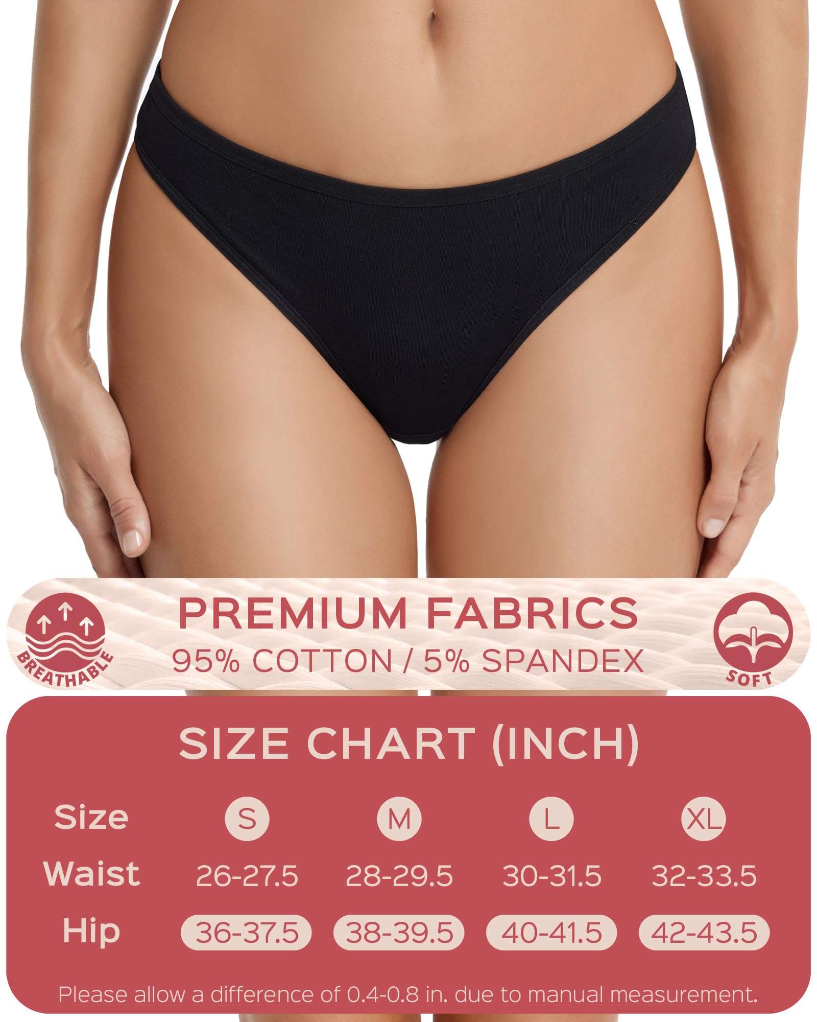 ANZERMIX Women's Breathable Cotton Thong Panties Pack of 6 - Image 6