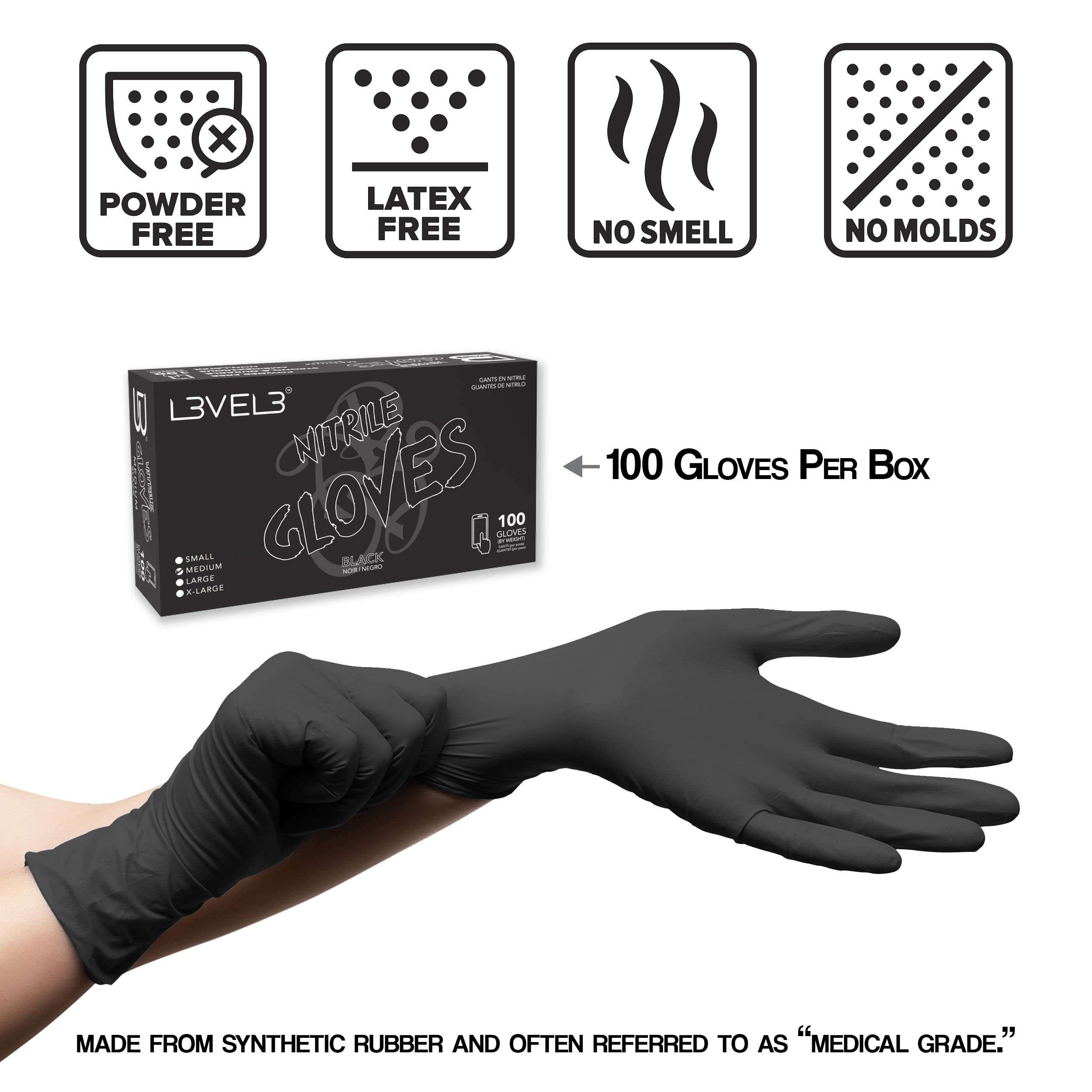 L3 Level 3 Nitrile Gloves - Professional Heavy Duty Disposable Gloves - Latex Free - Fits Snug - Box of 100 - Image 4