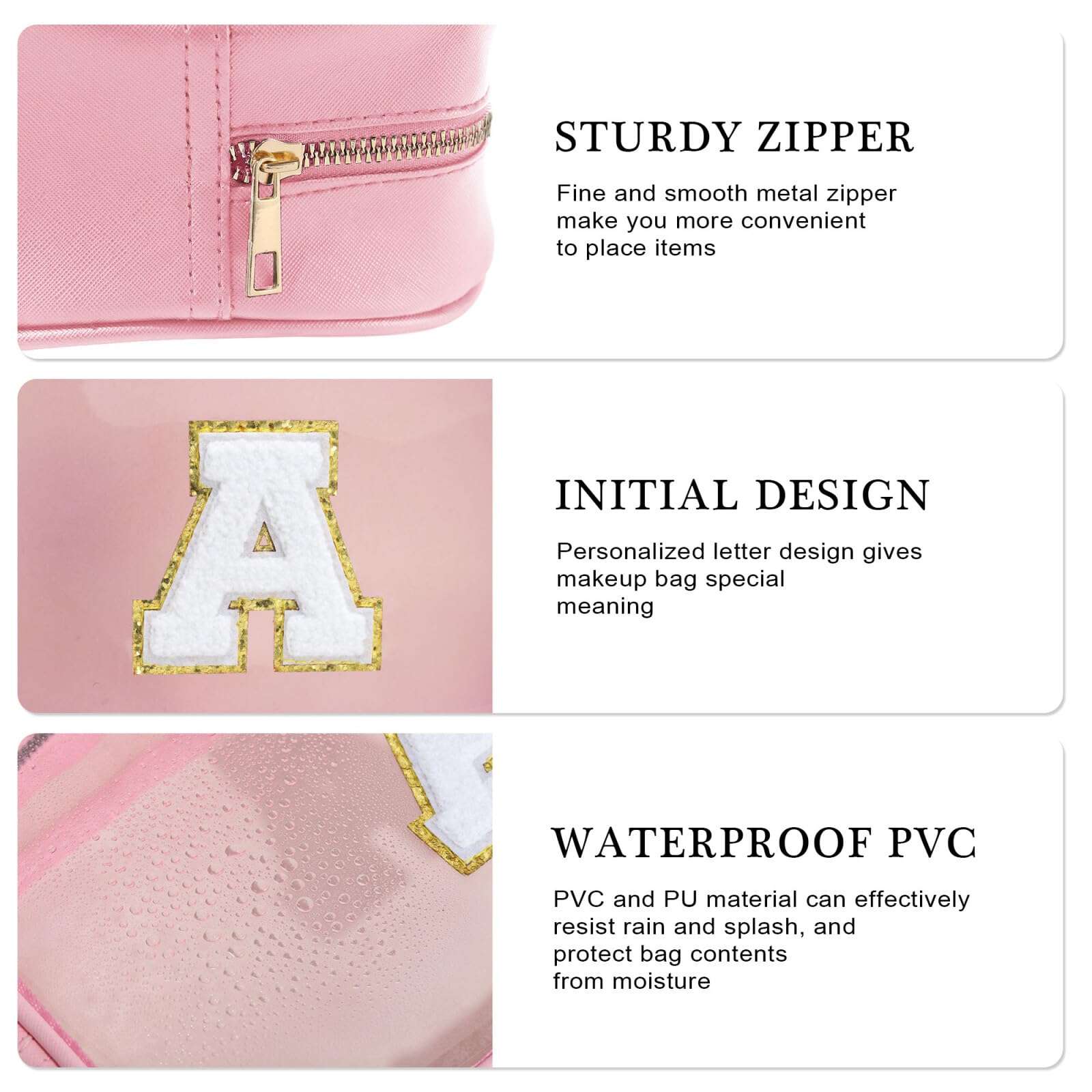 YOOLIFE Birthday Gifts Clear Makeup Bag Cosmetic Bag Pink Preppy Stuff Travel Accessories Makeup Pouch Birthday Gift for 4 5 6 7 8 9 10 11 12 Year Old Girls Graduation Teacher Gift K - Image 6
