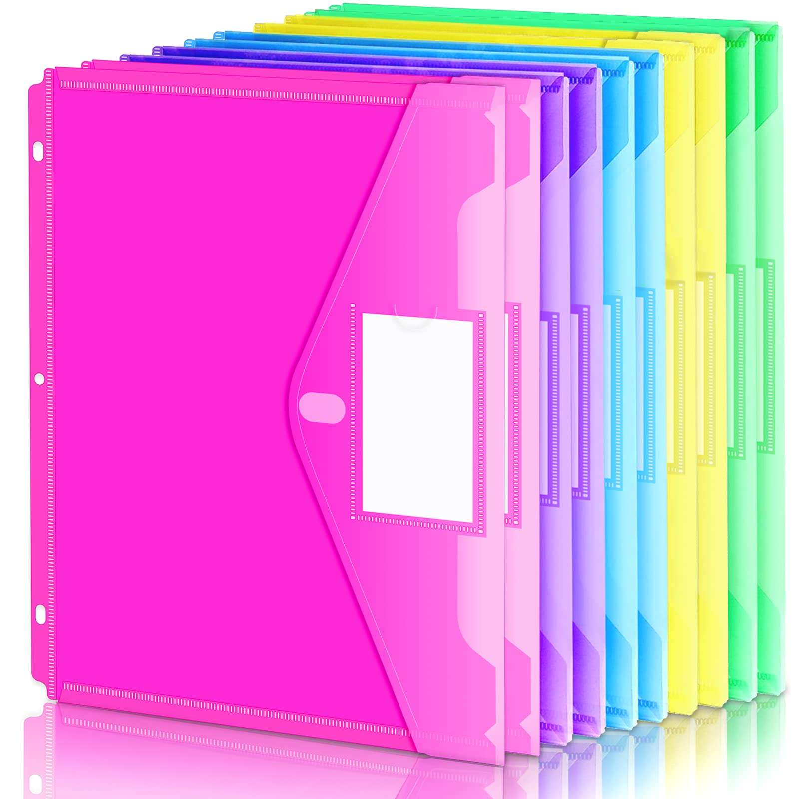 Forvencer Binder Pocket, 10 Pack Super Heavyweight Plastic Folders with Tight Closure, Folders with Pockets Side Loading, Binder Organizer, Binder Dividers with Pockets, Letter Size, Assorted Colors - Image 1