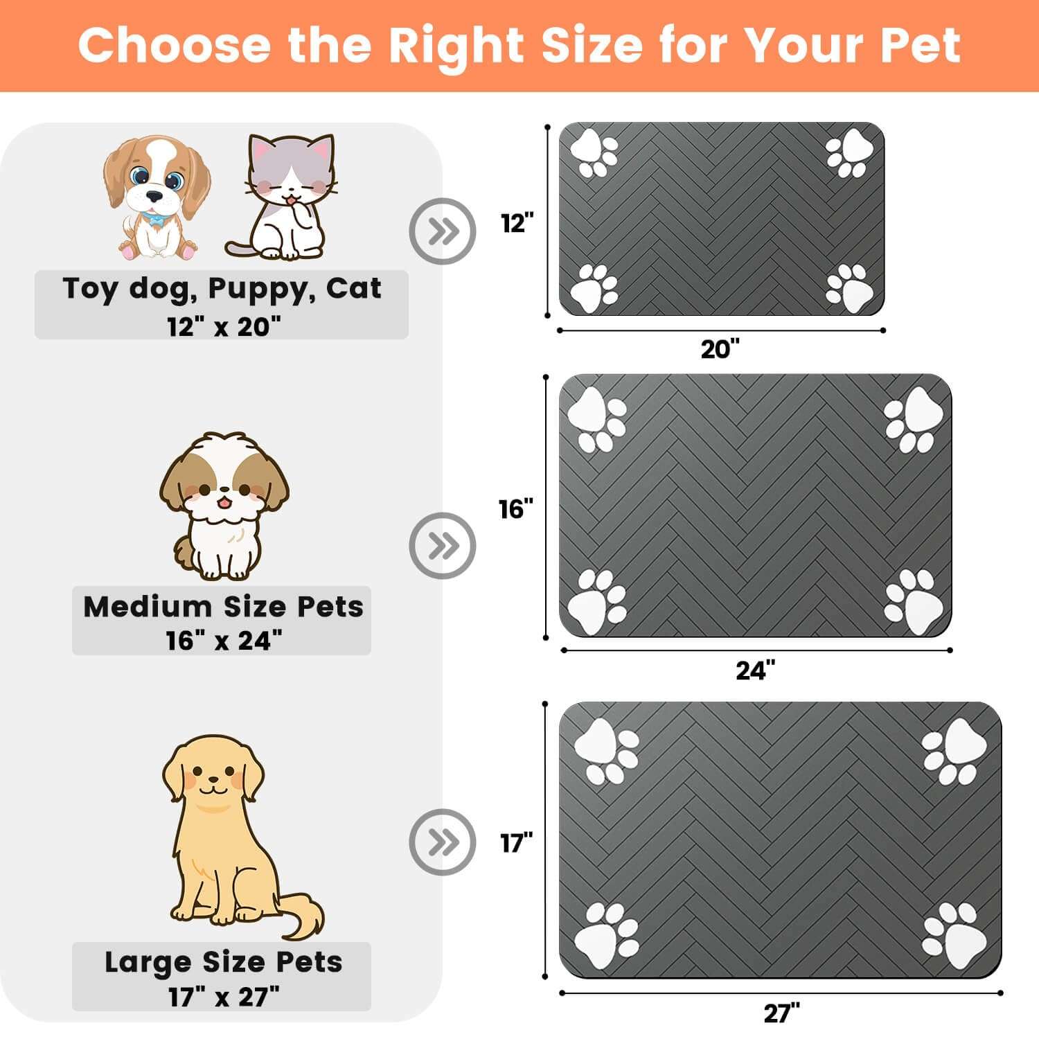 Pet Feeding Mat-Absorbent Pet Placemat for Food and Water Bowl, with Waterproof Rubber Backing, Quick Dry Water Dispenser Mat for Dog and Cat (12"x20", Striped Dark Gray) - Image 6