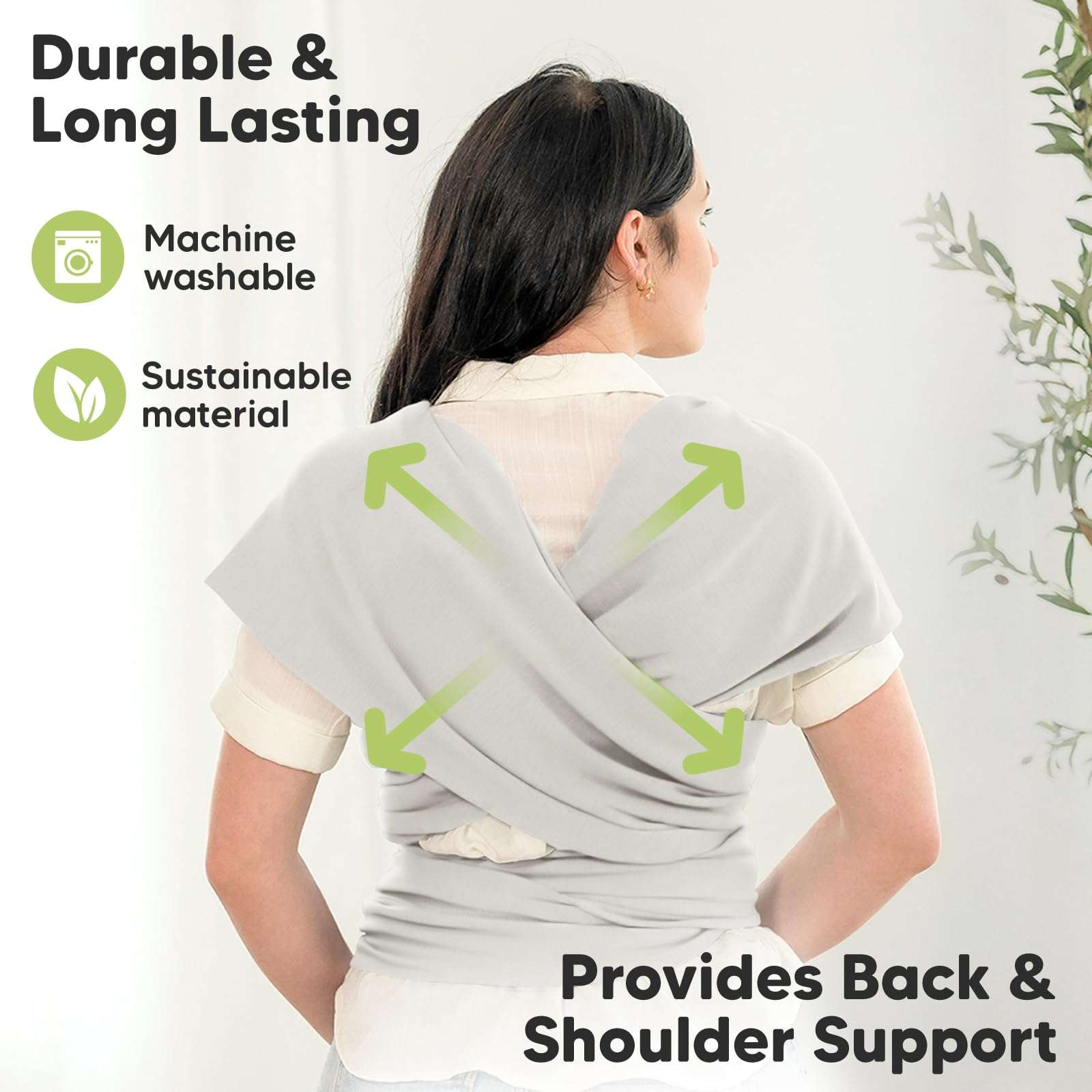 KeaBabies Baby Wrap Carrier - All in 1 Original Baby Carrier Newborn to Toddler Sling, Easy to Wear, Hands Free Bonding, Lightweight, Breathable Infant Wraps (Rhino Gray) - Image 5