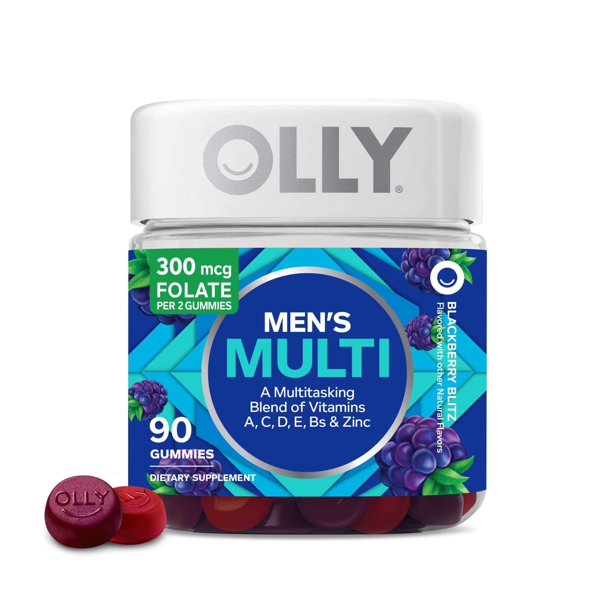 Olly Men's Multivitamin Gummy, B Vitamins, Vitamin A, C & E,  Supports a Healthy Immune System & Fills Nutrional Gaps - Blackberry , 90 Count - Image 1