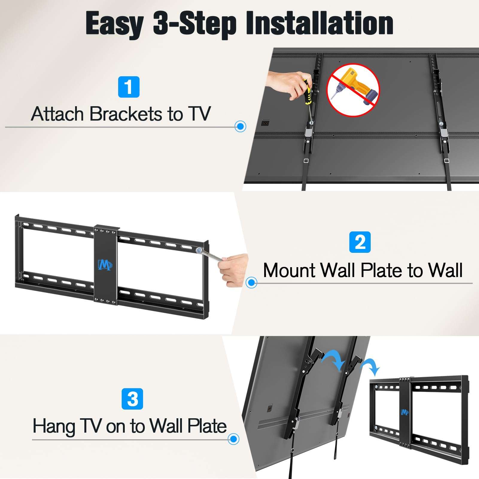 Mounting Dream UL Listed TV Mount for Most 37-75 Inch TV, Universal Tilt TV Wall Mount Fit 16", 18", 24" Stud with Loading Capacity 132lbs, Max Vesa 600 x 400mm, Low Profile Flat Wall Mount Bracket - Image 8