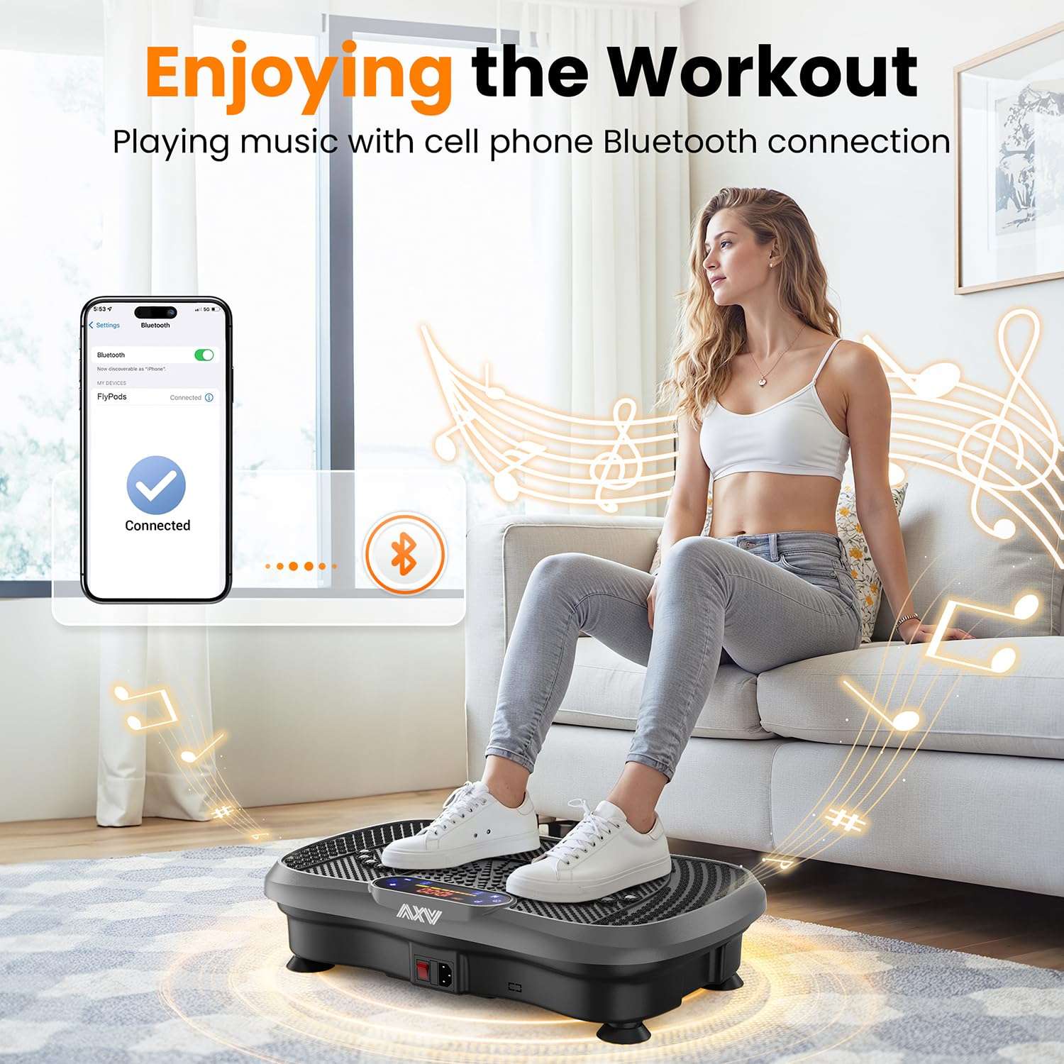 AXV Vibration Plate Fitness Platform Exercise Machine Vibrating Lymphatic Drainage Shaking Full Body Shaker Workout Vibrate Stand Shake Board Sport Gym for Weight Loss Fat Burner for Women Men - Image 3