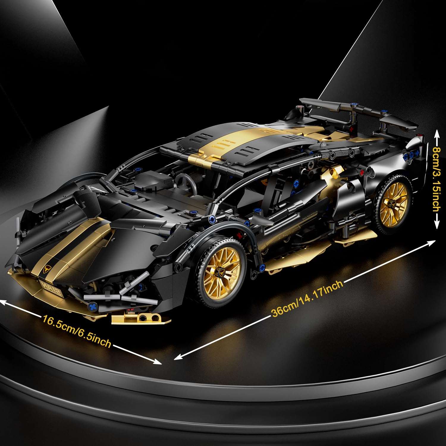 Chodia Sport Race Car Building Block Sets for Adults,Black Technical Racing Supercar Toys Kits Collectible 1:14 MOC Model Construction Birthday Gifts for Boys Men Teens Age 8+, 8-12 12-16,14+ - Image 3