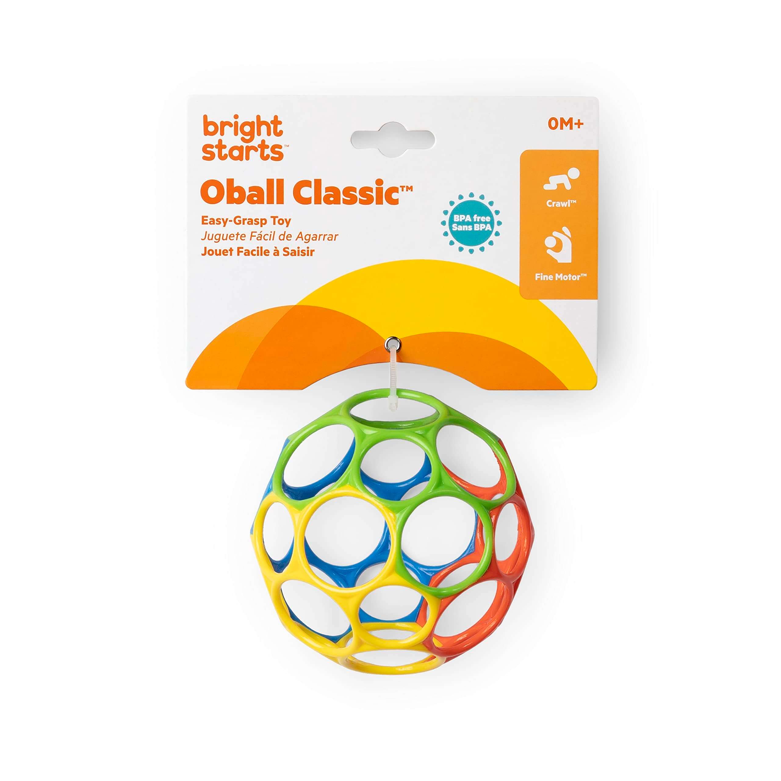 Bright Starts Oball Easy Grasp Classic Ball BPA-Free Infant Toy in Red, Yellow, Green, Blue, Age Newborn and up, 4 Inches - Image 5