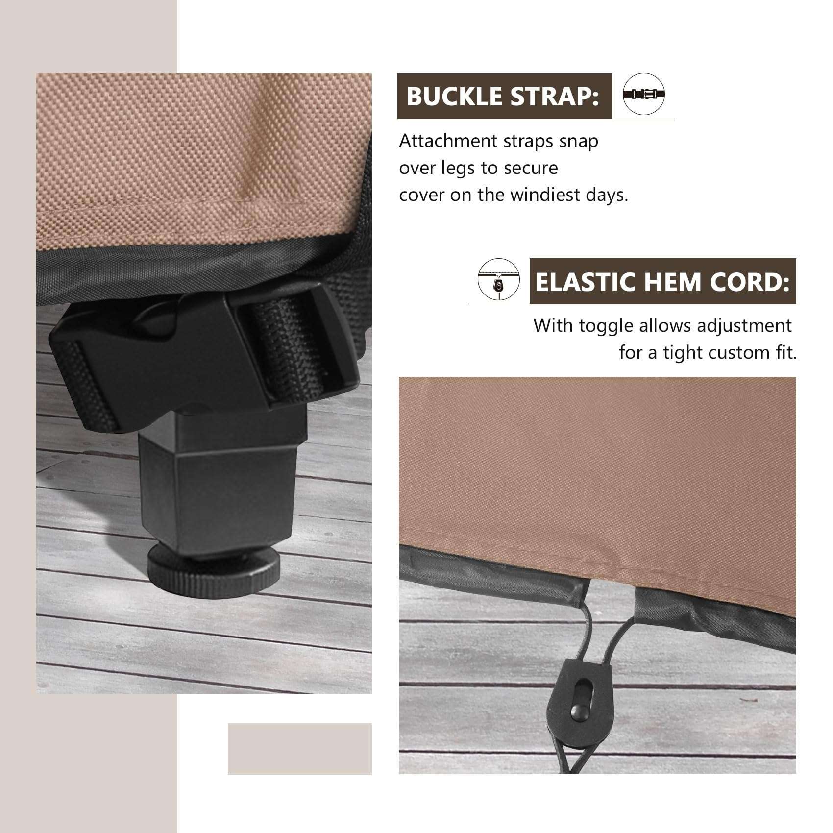 ULTCOVER Rectangular Patio Heavy Duty Table Cover - 600D Tough Canvas Waterproof Outdoor Dining Table and Chairs General Purpose Furniture Cover Size 111L x 74W x 28H inch - Image 5