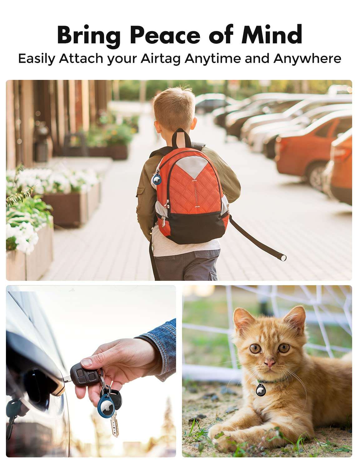 UNBREAKcable AirTag Holder for Apple - 4 Pack Air Tag Case [Fit Tightly Design] [Easy to Install] [Hold Securely] Waterproof TPU Protective Cover with Metal Keychain for Kids,Pet,Luggage,Backpack,Keys - Image 9