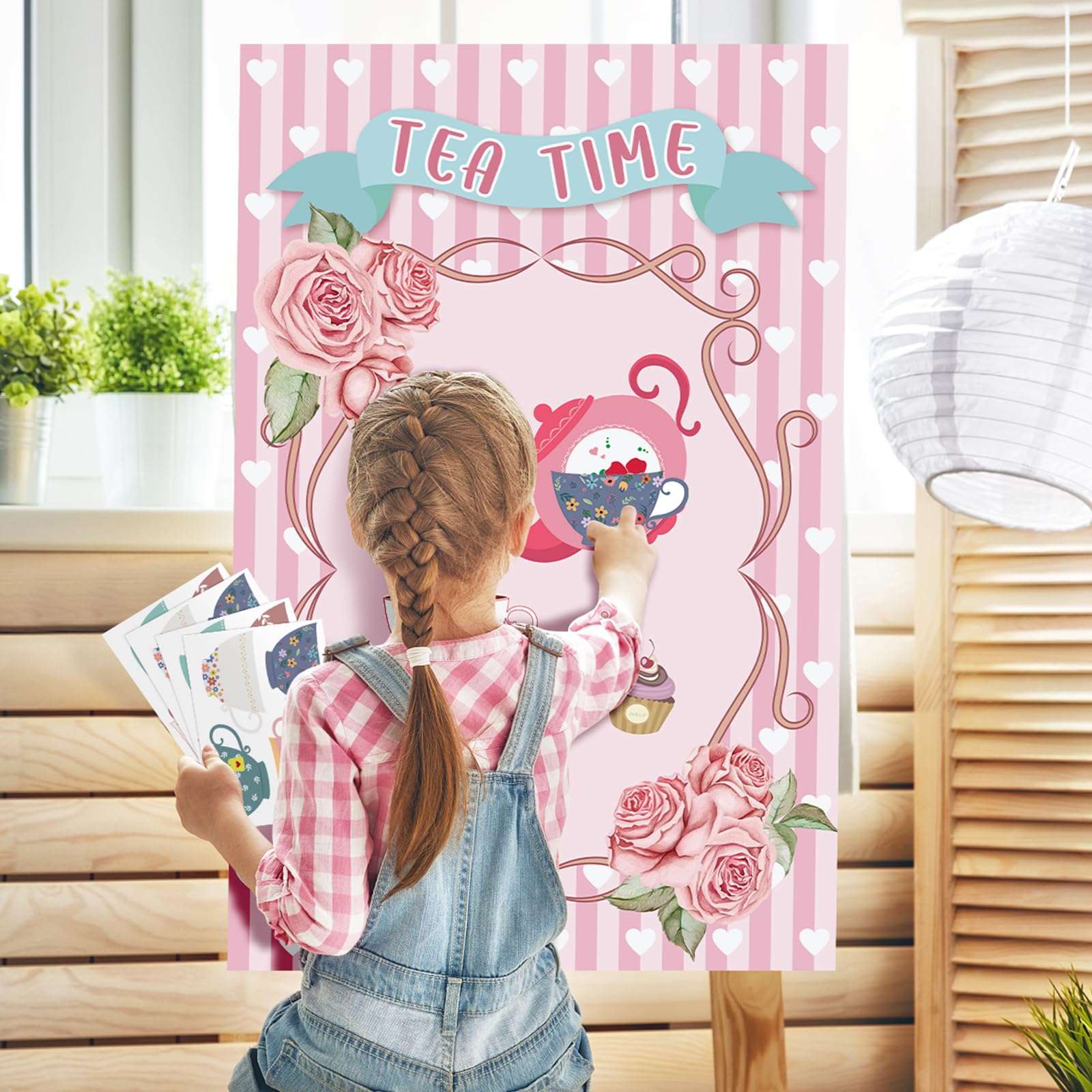 Hxezoc Tea Party Games: Pin The Tea Cup With 24 Pcs Stickers, Large Games Poster for Girls' Birthday Party - Image 8