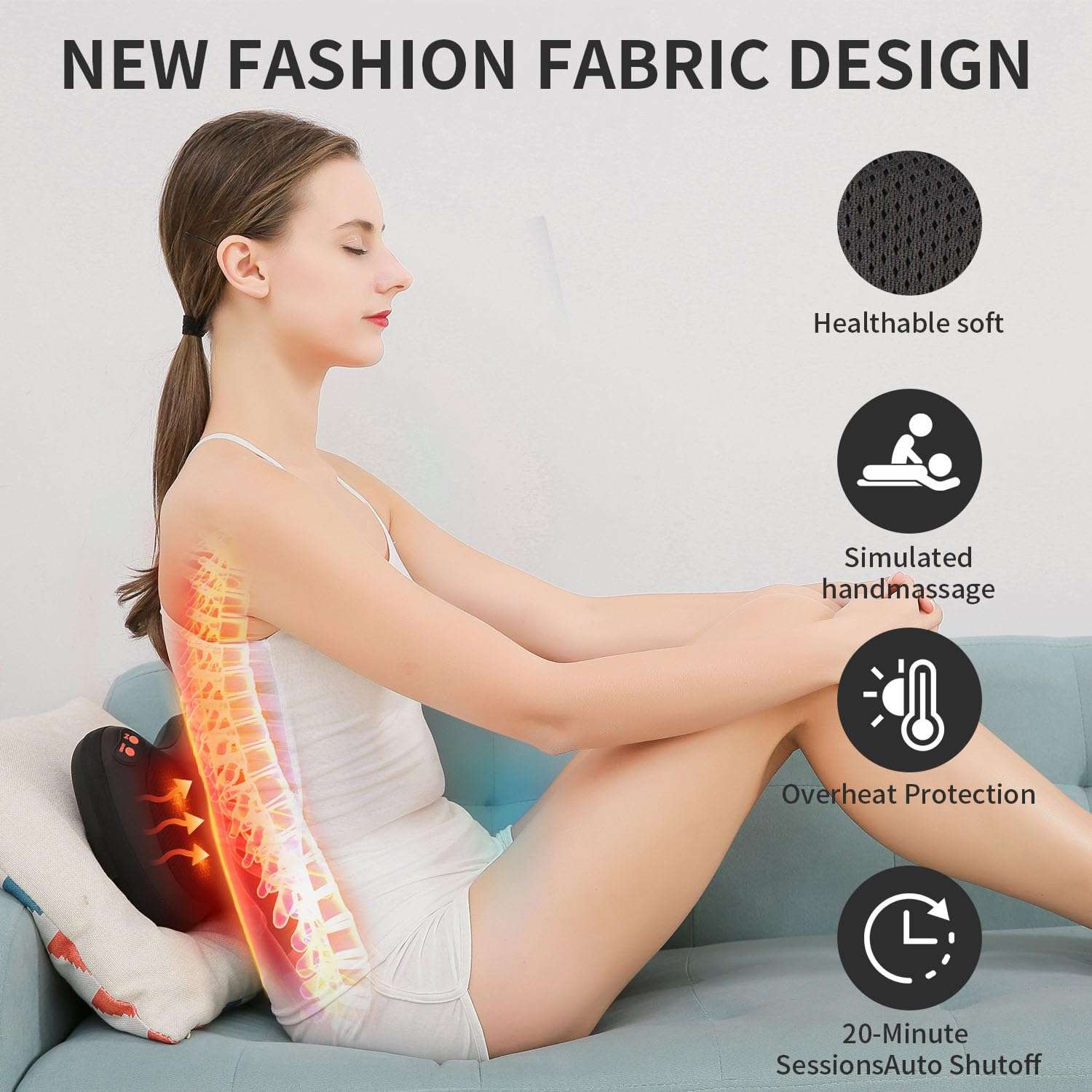 iKristin Back Massager, Shiatsu Neck Massager with Heat, Electric Back Massager for Shoulder, Back, Leg, Deep Tissue Kneading Massage to Relief Muscles, Massage Pillow for Mom/Dad/Women/Men - Image 2