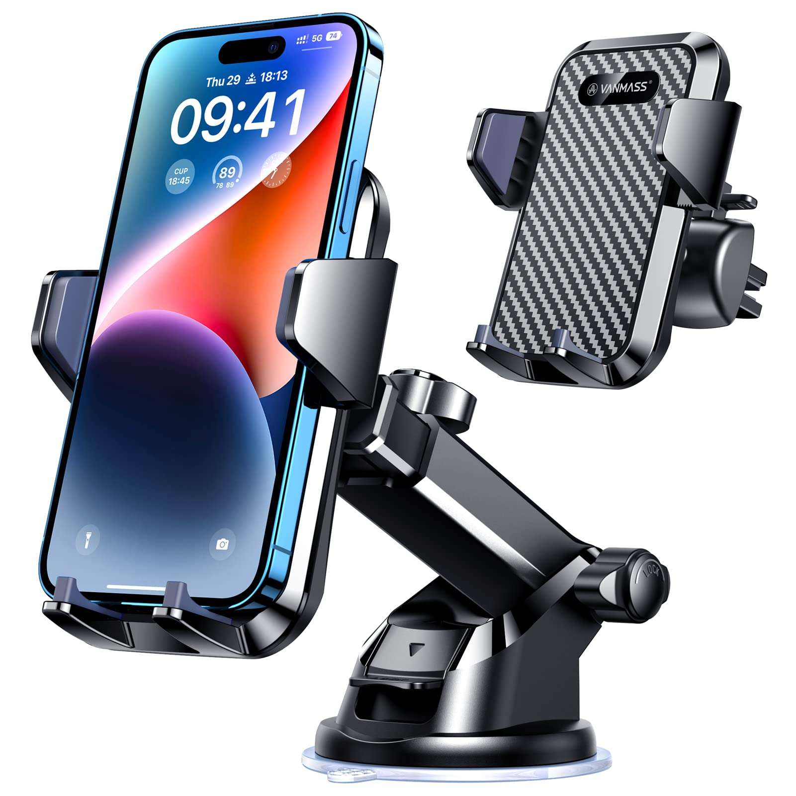 VANMASS 【85+LBS Strongest Suction & Military-Grade 2025 Ultimate Car Phone Mount【Patent & Safety Certs】 Cell Phone Holder Truck Stand for Dashboard Windshield Vent for iPhone 16 15 Pro Max 14 Samsung - Image 1