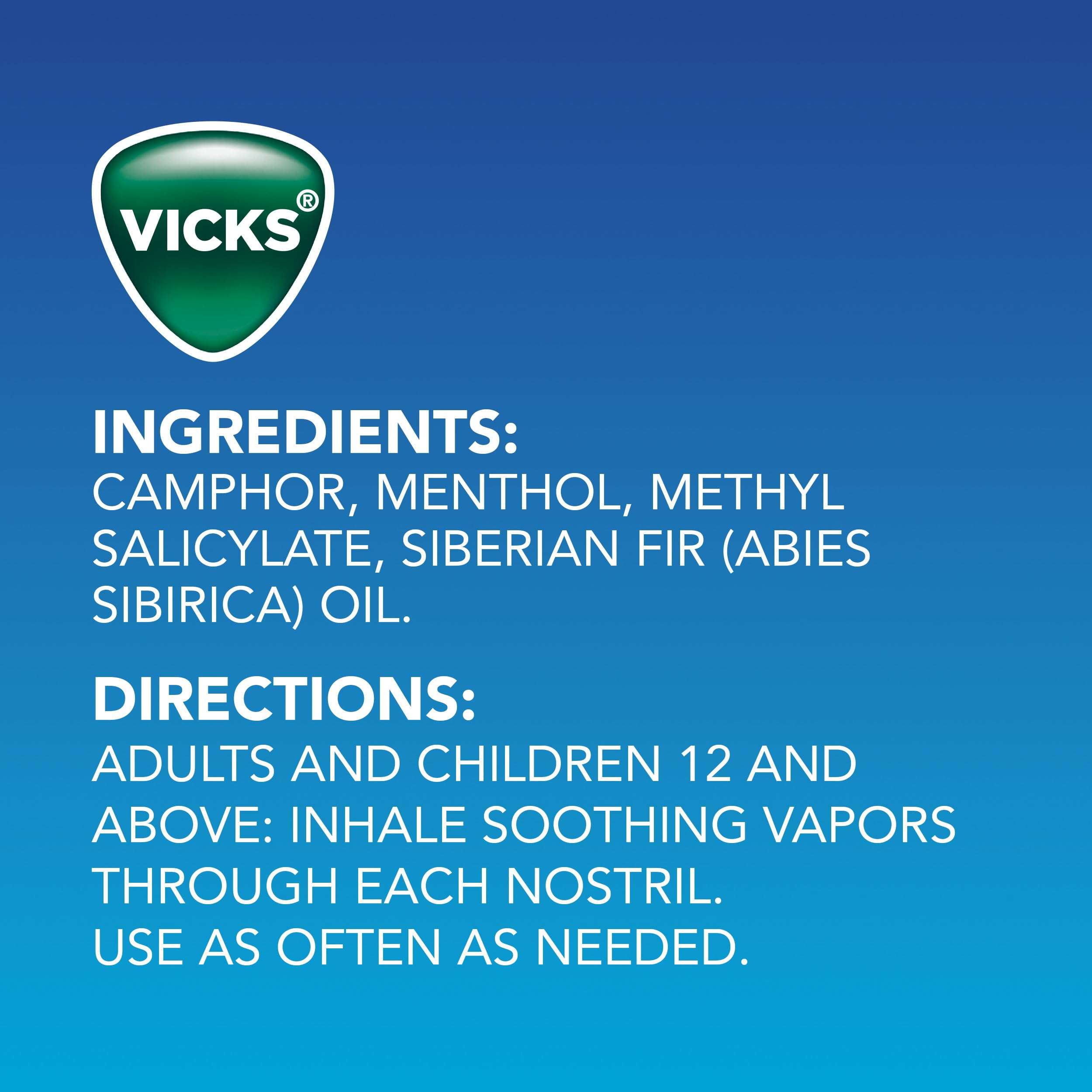 Vicks VapoInhaler, On-the-Go Portable Nasal Inhaler, Non-Medicated, With Refreshing Vicks Vapors, Menthol Scent , 2 Scented Sticks - Image 6