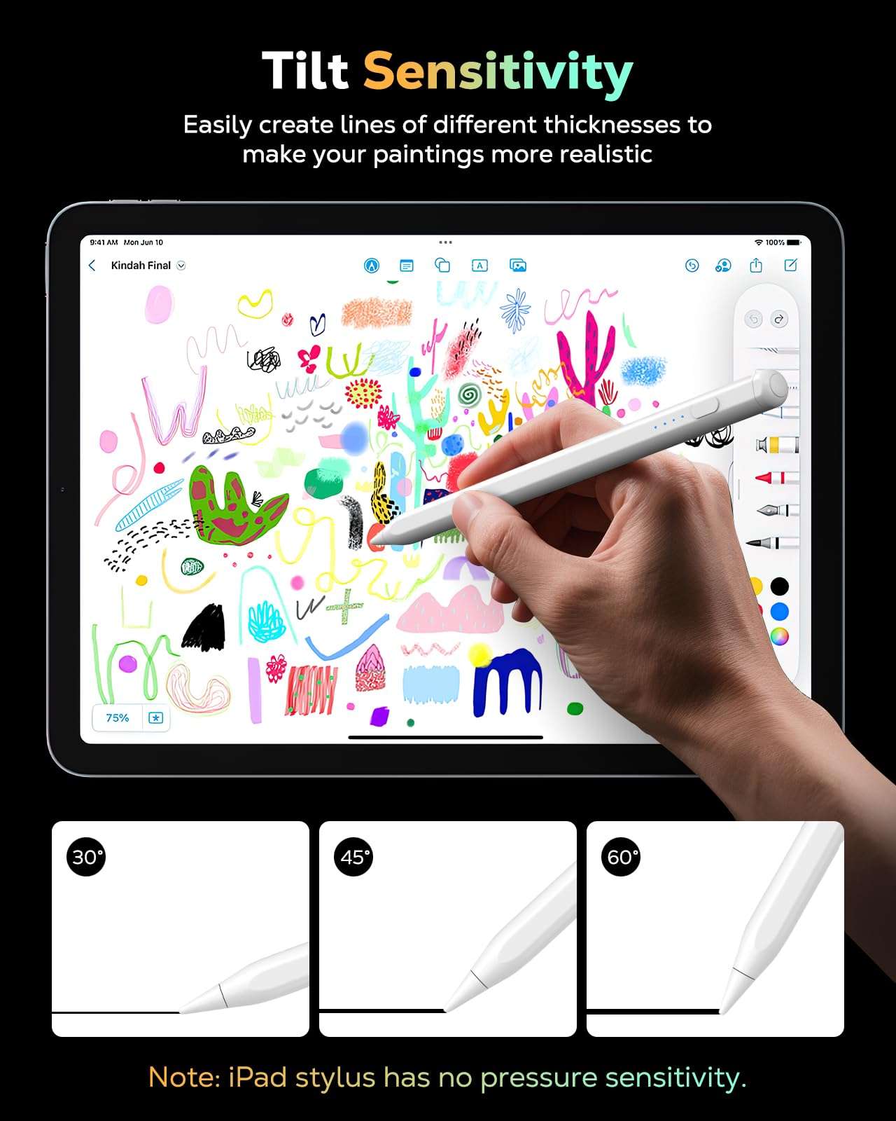 MoKo Pencil for iPad (A16) 11th 10th Gen, Stylus Pen for 2018-2025 Apple iPad 11/10/9/8/7/6/A16, Mini 7/6/5, Air M3/M2 11"/13"/5/4/3, Pro M4 13"/12.9"/11" Tilt Sensitivity, USB-C Fast Charging,White - Image 3