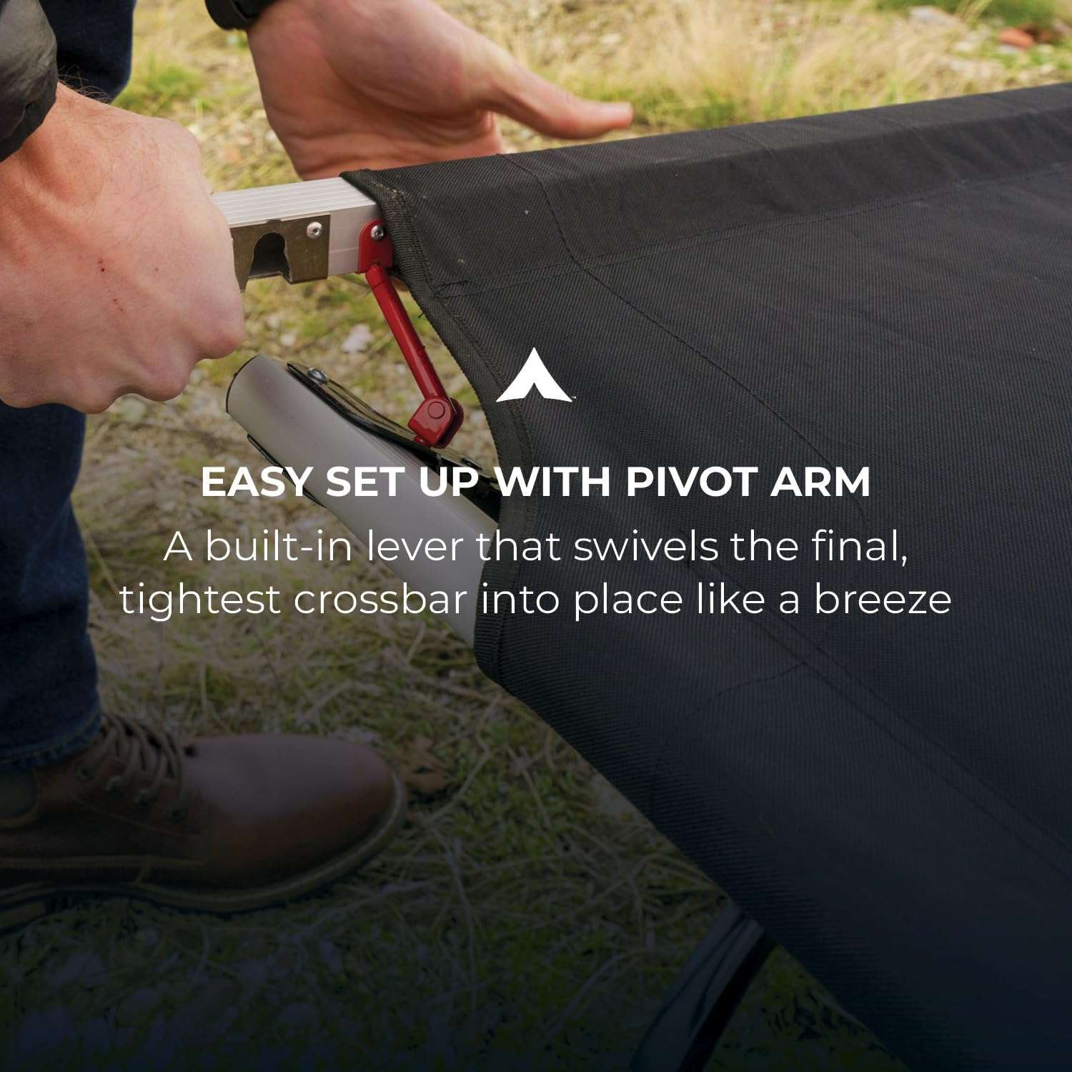 Teton Camping Cot with Patented Pivot Arm, Folding Camping Cot, Durable Heavy Duty Canvas, Comfortable Sleeping Bed for Adults, Portable - Image 5