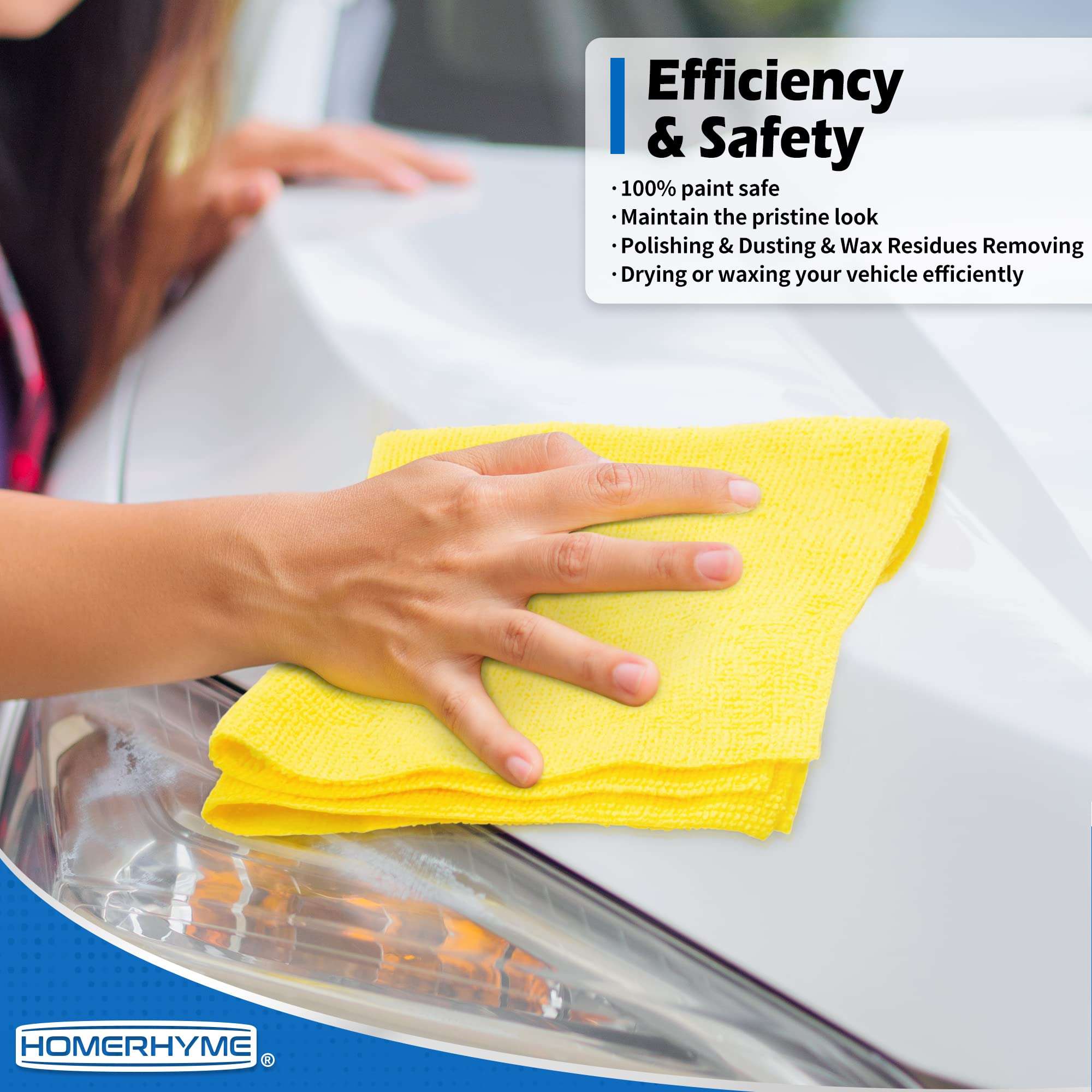 HOMERHYME Microfiber Cleaning Cloth, 100 Pack Cleaning Rags Microfiber Towel Bulk Absorbent Lint-Free Wash Cloths, All-Purpose Towels for Cars, Shop, Automotive, Garage, Home and Kitchen 11.5"*11.5" - Image 5