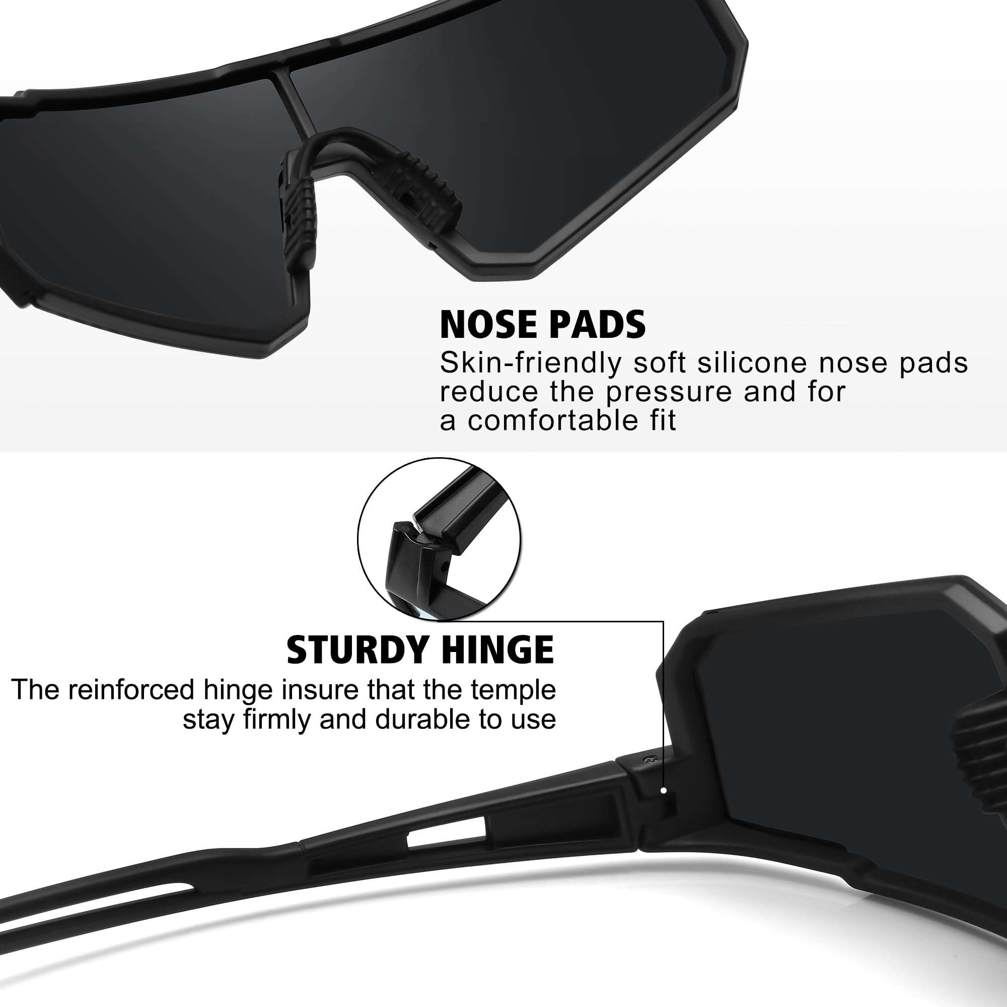 STORYCOAST Polarized Sports Sunglasses for Men Women,Driving Fishing Cycling Mountain Bike Sunglasses UV400 Protection - Image 4