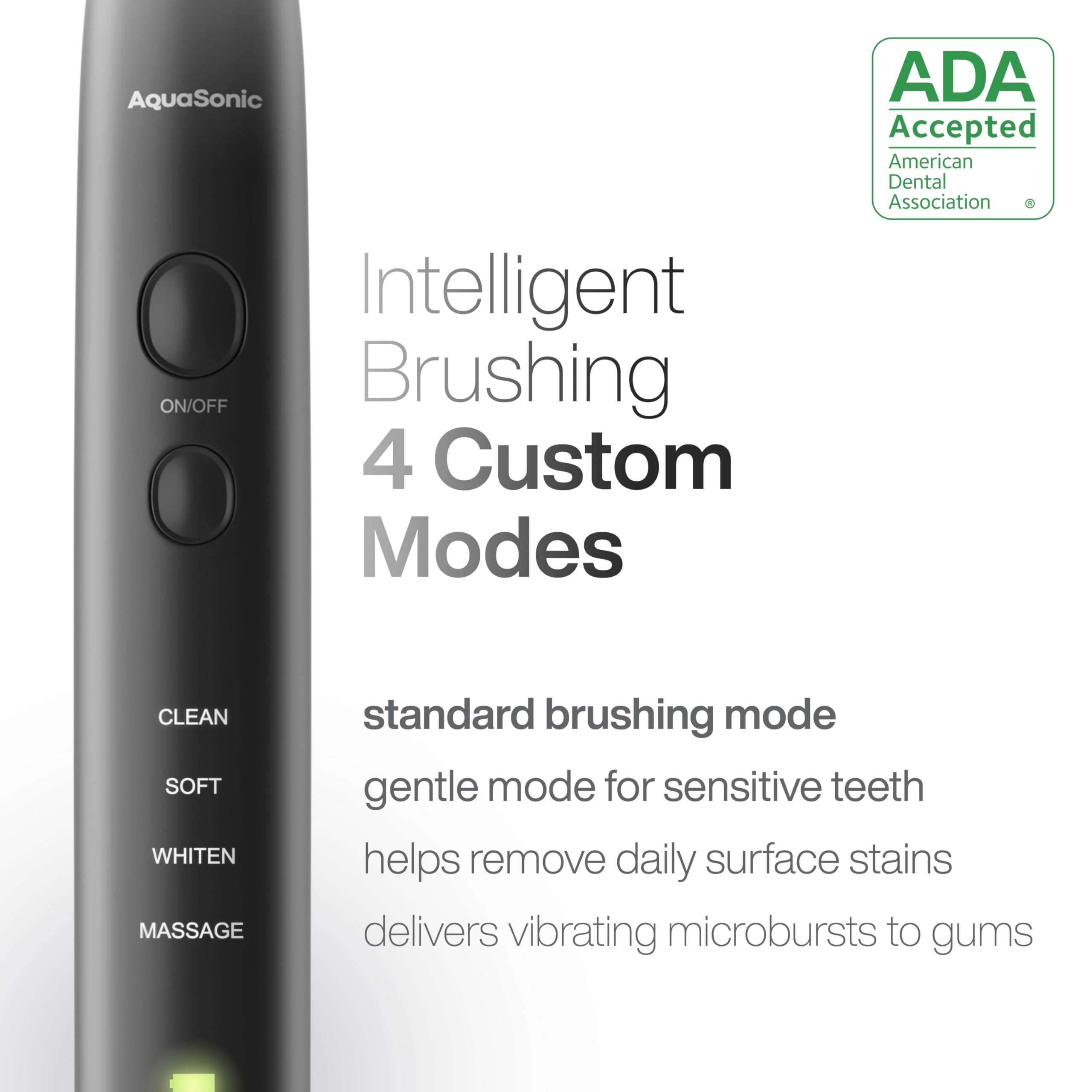 Aquasonic Black Series Ultra Whitening Toothbrush – ADA Accepted Electric Toothbrush- 8 Brush Heads & Travel Case – 40,000 VPM Electric Motor & Wireless Charging - 4 Modes w Smart Timer - Image 4