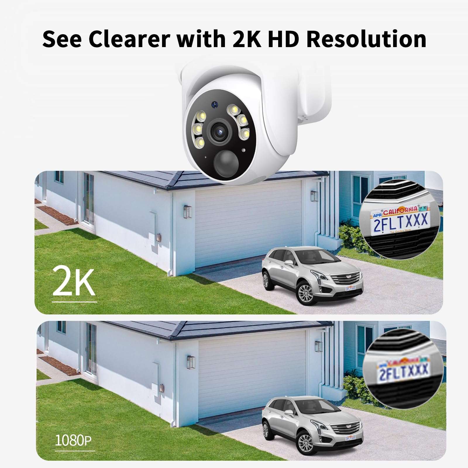 SEHMUA 2K Solar Security Cameras Wireless Outdoor, 2 Pack 360° View Pan/Tilt WiFi Security Camera Outside with Color Night Vision,Easy to Install, PIR Alarm, 2-Way Audio - Image 3