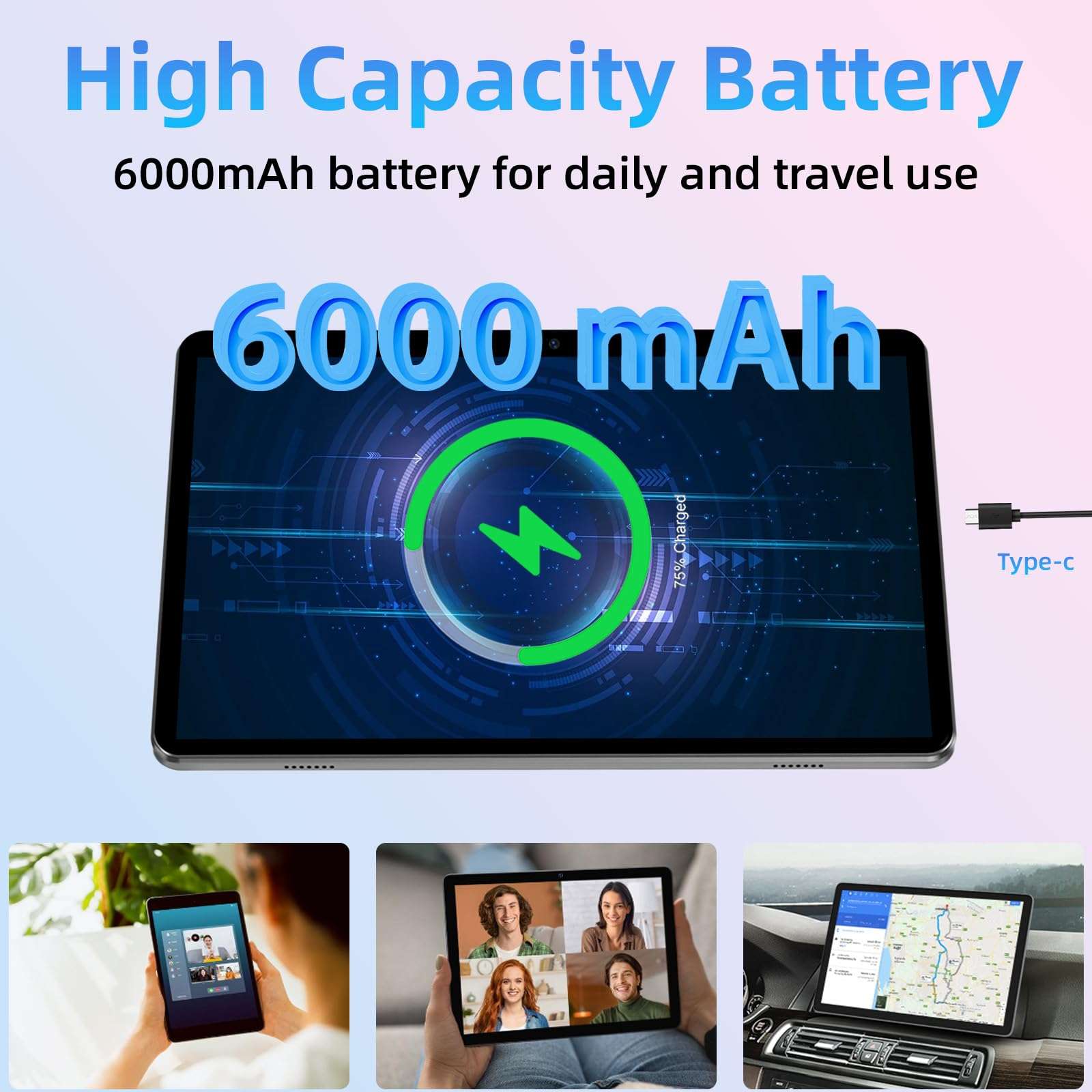 Tablet 10.1 inch, Android 14 Tablets 9(3+6) GB RAM 64GB ROM 1TB Expand, 1280x800 IPS HD Touchscreen,6000mAh Battery, Bluetooth, Dual Camera, GMS, WiFi, Case (Black) - Image 5