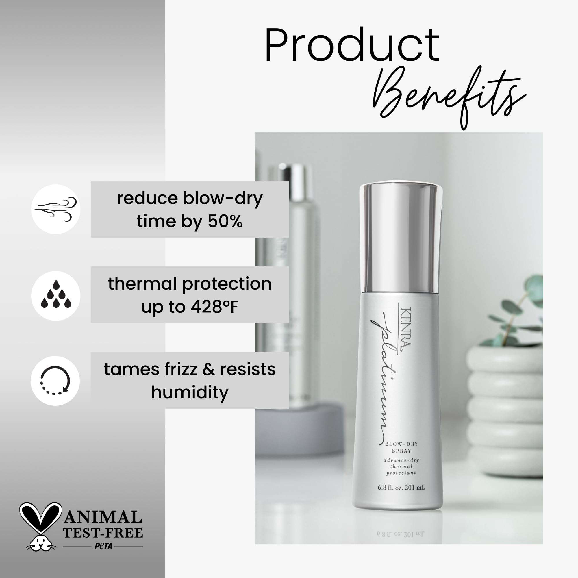 Kenra Platinum Blow-Dry Spray | Time-Saving Heat Protectant | Detangles, Smooths, and Softens | Eliminates Frizz & Resists Humidity | For Medium To Coarse Hair - Image 2