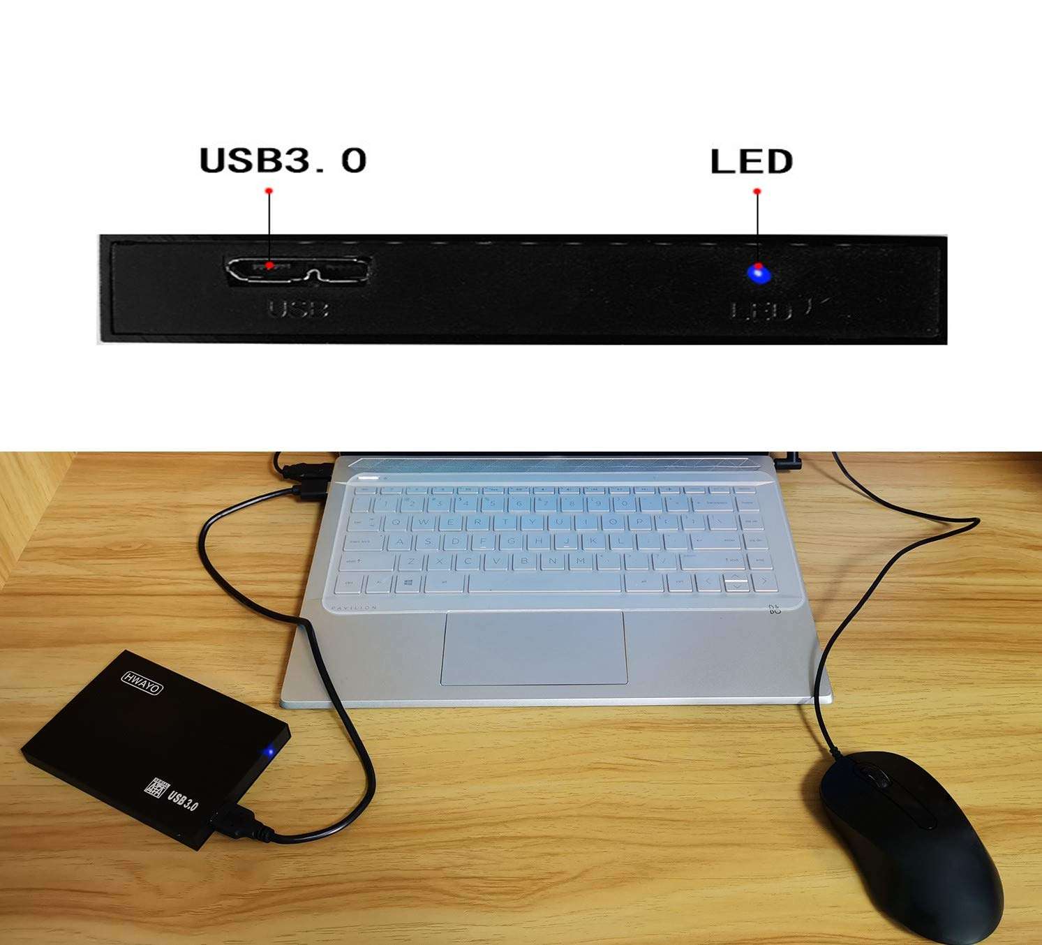 HWAYO 2.5'' 320GB Ultra Slim Portable External Hard Drive USB3.0 HDD Storage for Xbox One Consle, PC, Laptop (Black) - Image 5