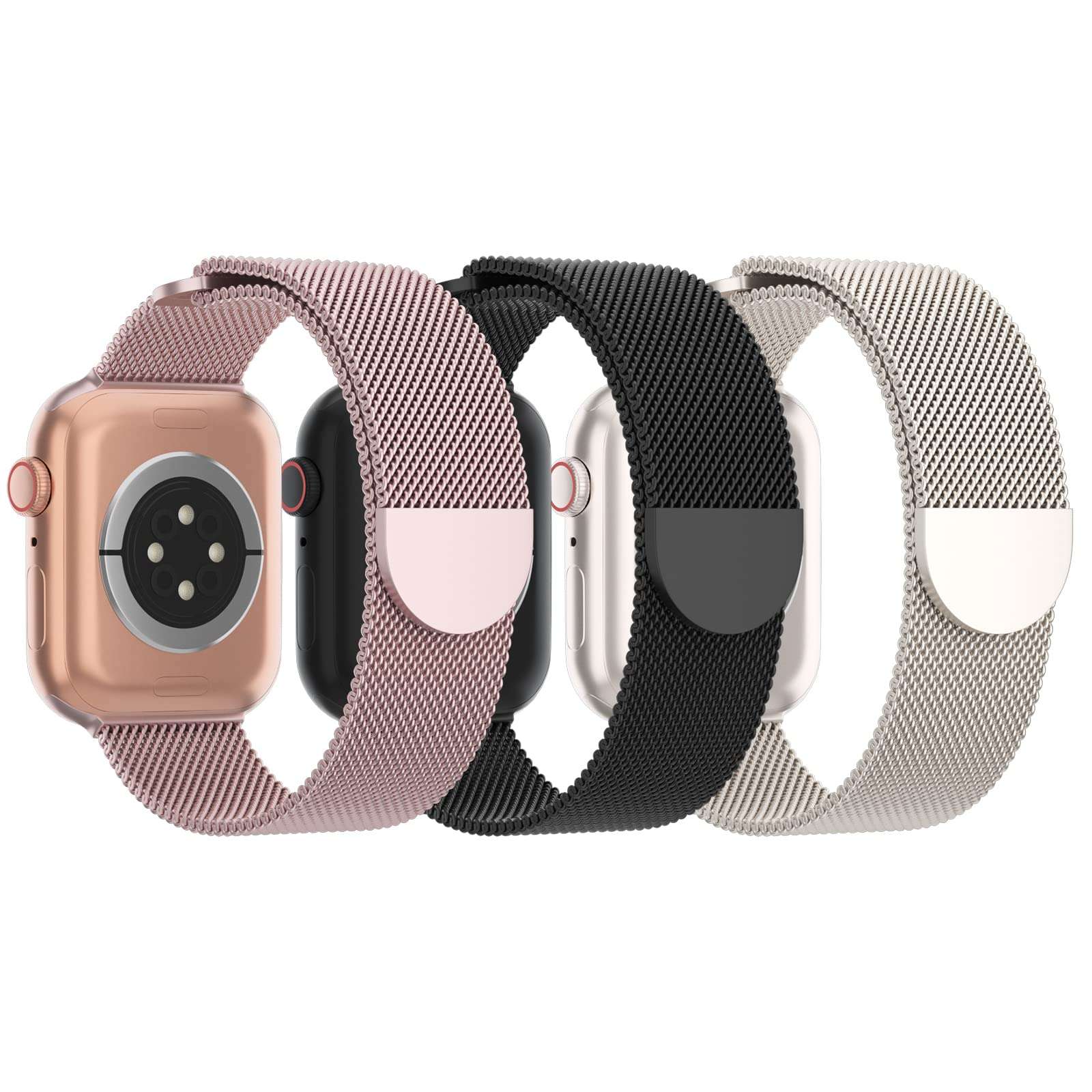 STEEZRD 3 Pack Mesh Metal Band Compatible with Apple Watch Band 38mm 40mm 41mm 42mm 44mm 45mm 46mm 49mm, Stainless Steel Magnetic Loop Strap for iWatch Ultra/2 Series 10/9/8/SE/7/6/5/4/3/2/1 Men Women - Image 1