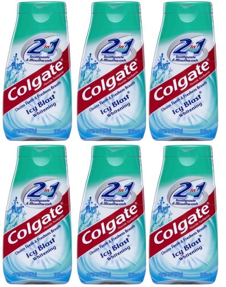 Colgate 2 in 1 Toothpaste Mouthwash Whitening 4.6 Tubes, Icy Blast, 27.6 Oz, Pack of 6 - Image 1