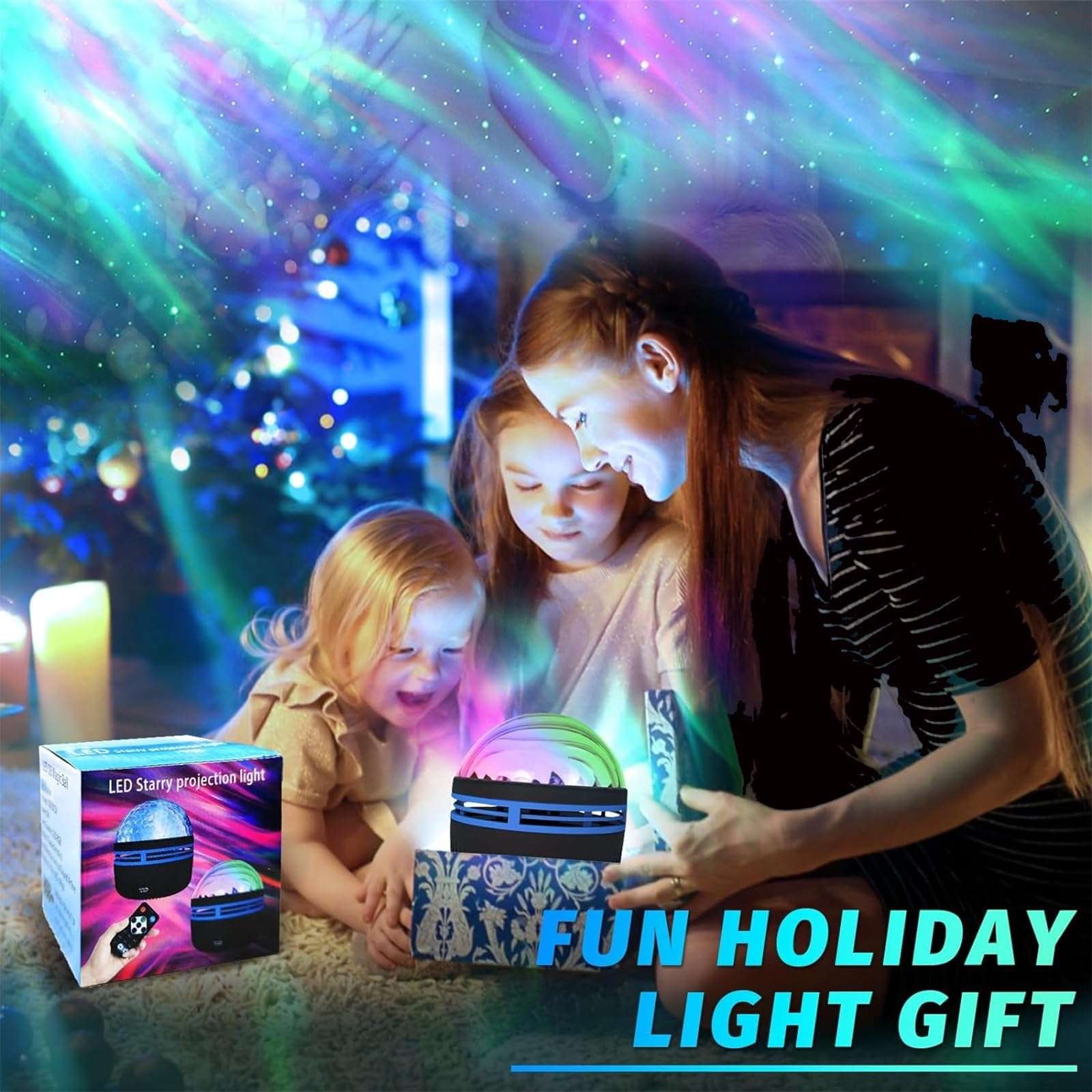 2-in-1 Northern Lights & Ocean Wave Projector,Northern Lights Projector,LED Galaxy Star Projection Aurora Night Light with 14 Light Effects & Remote Control for Bedroom,Game Rooms Birthday Christmas - Image 7