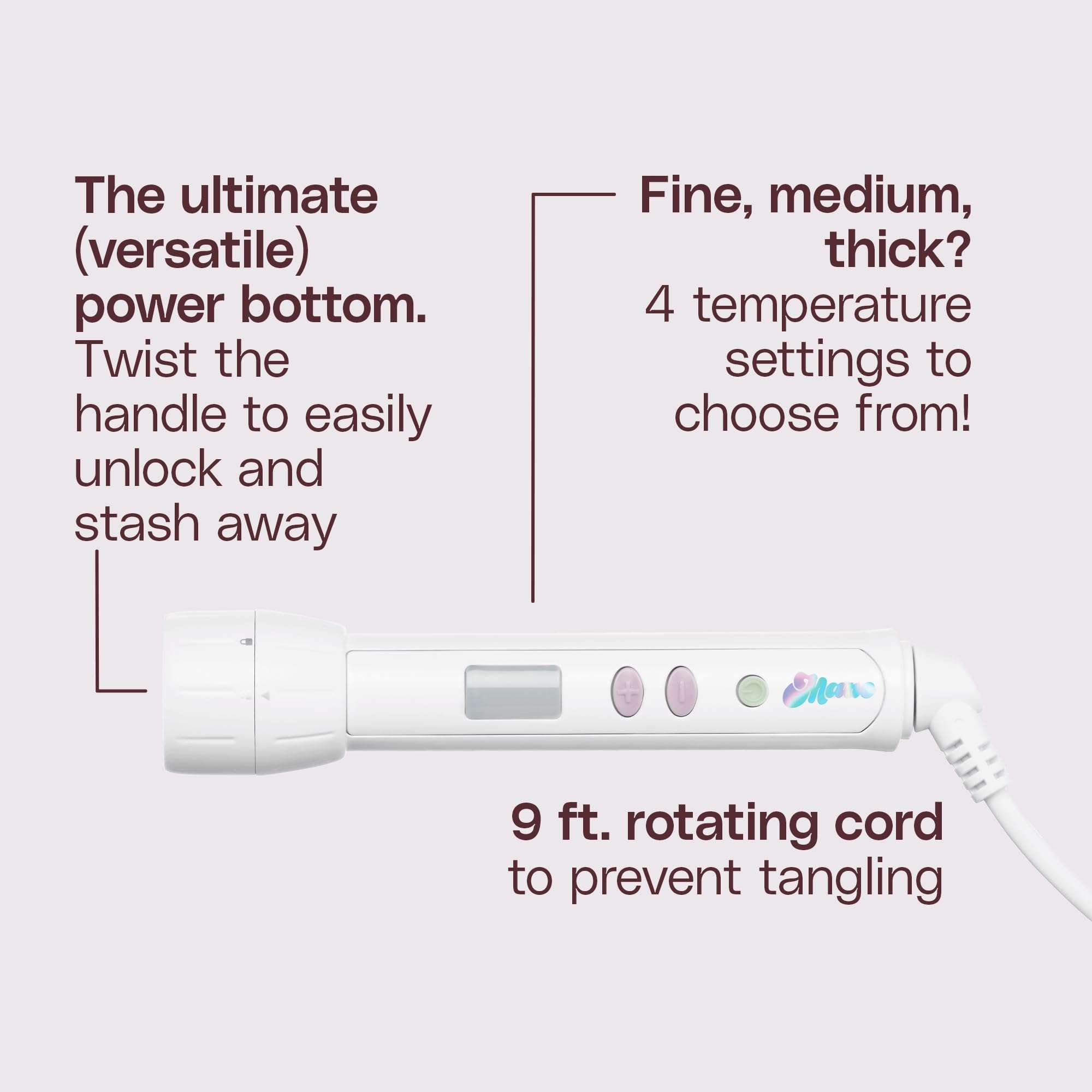 Mane The Power Curl Collection Hair Kit - 1.25" Curling Wand Styling Attachment + 1" Curling Iron Styling Attachment + Power Bottom Base - Designed with Dual Voltage for Travel (3 Count) - Image 5